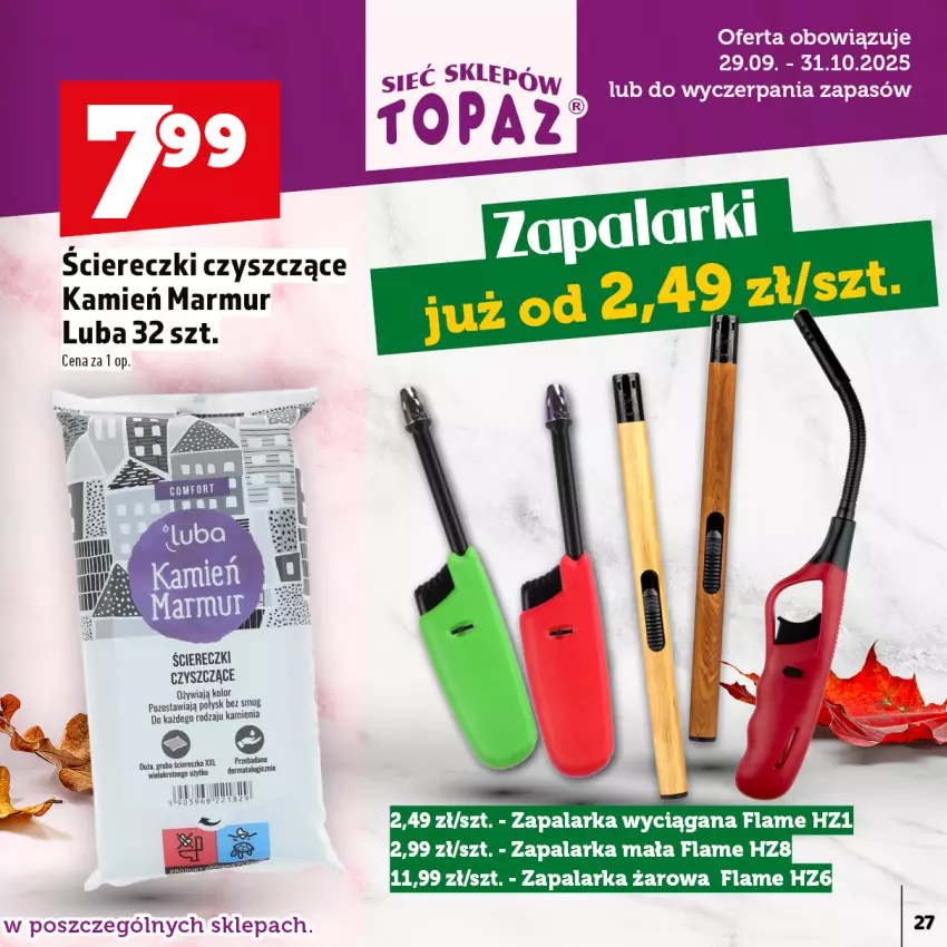 Gazetka promocyjna Topaz - Gazetka - ważna 29.09 do 31.10.2025 - strona 27 - produkty: Top, Zapalarka