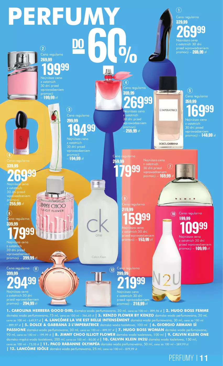 Gazetka promocyjna Super Pharm - Gazetka - ważna 15.02 do 28.02.2024 - strona 11 - produkty: Bell, Calvin Klein, Carolina Herrera, Giorgio Armani, Hugo Boss, Jimmy Choo, Kenzo, Lancôme, Paco Rabanne, Perfum, Woda, Woda perfumowana, Woda toaletowa