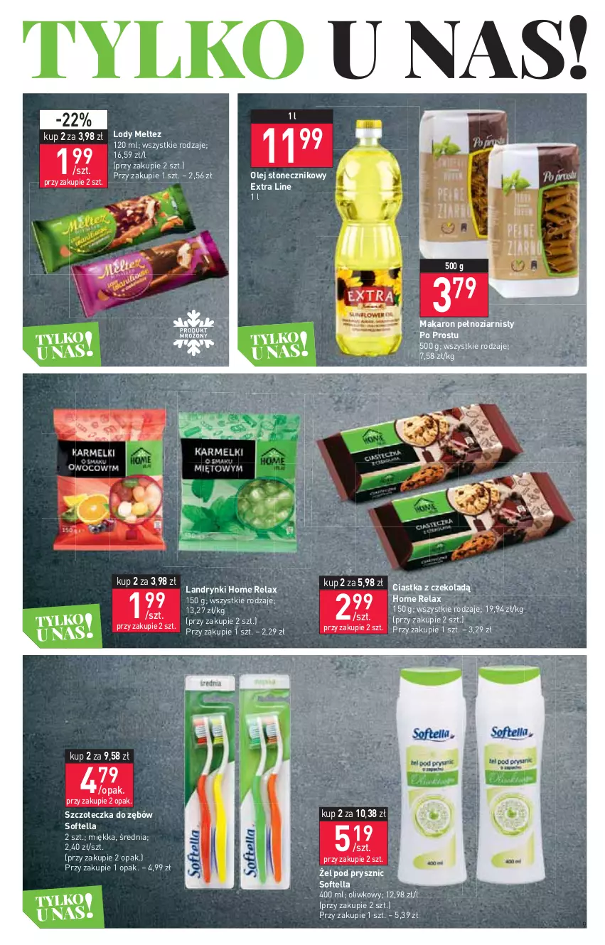 Gazetka promocyjna Stokrotka - Supermarket - ważna 25.08 do 31.08.2022 - strona 9 - produkty: Ciastka, Lody, Makaron, Olej, Olej słonecznikowy, Szczoteczka, Szczoteczka do zębów