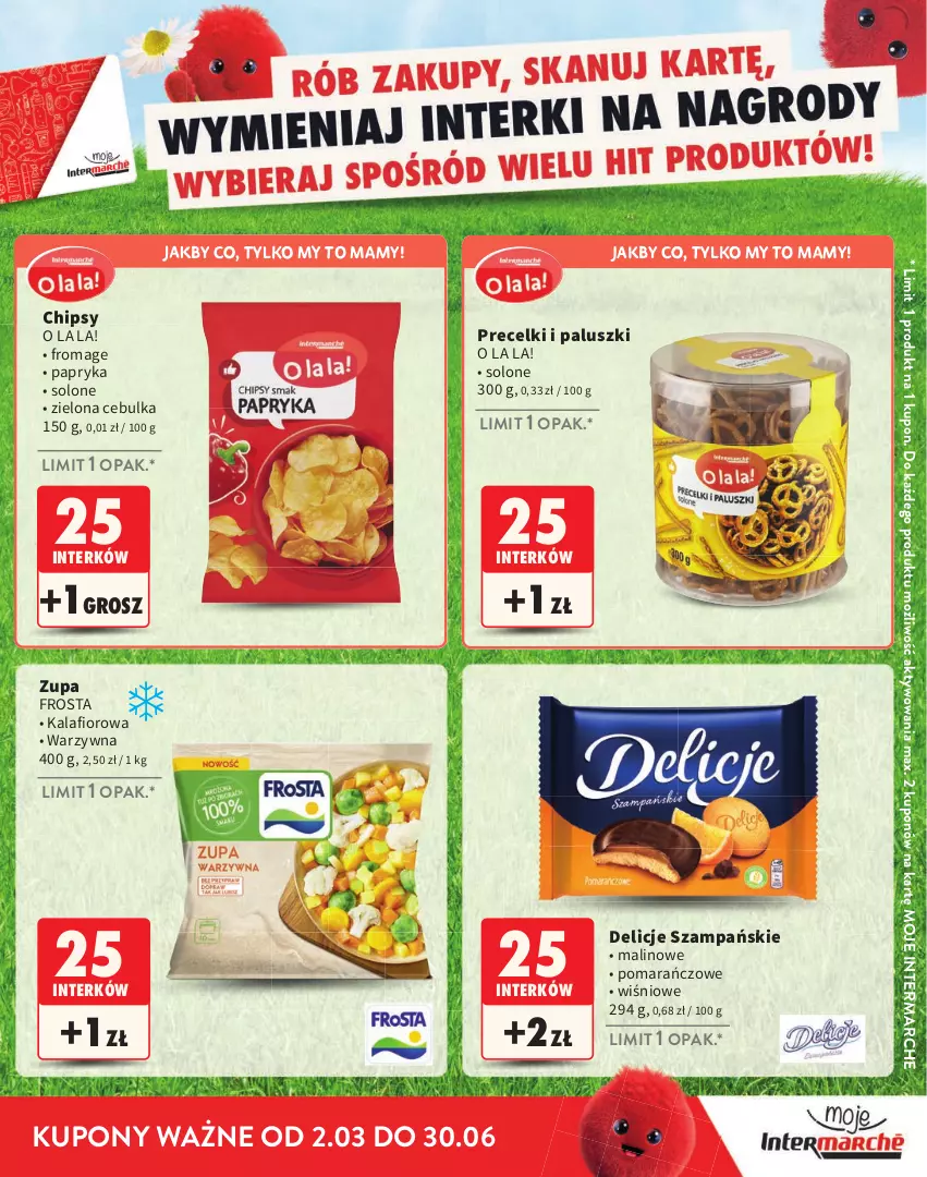 Gazetka promocyjna Intermarche - Gazetka Intermarche - ważna 02.03 do 30.06.2026 - strona 13 - produkty: Chipsy, Delicje, Frosta, Kalafior, Papryka, Precelki, Zupa
