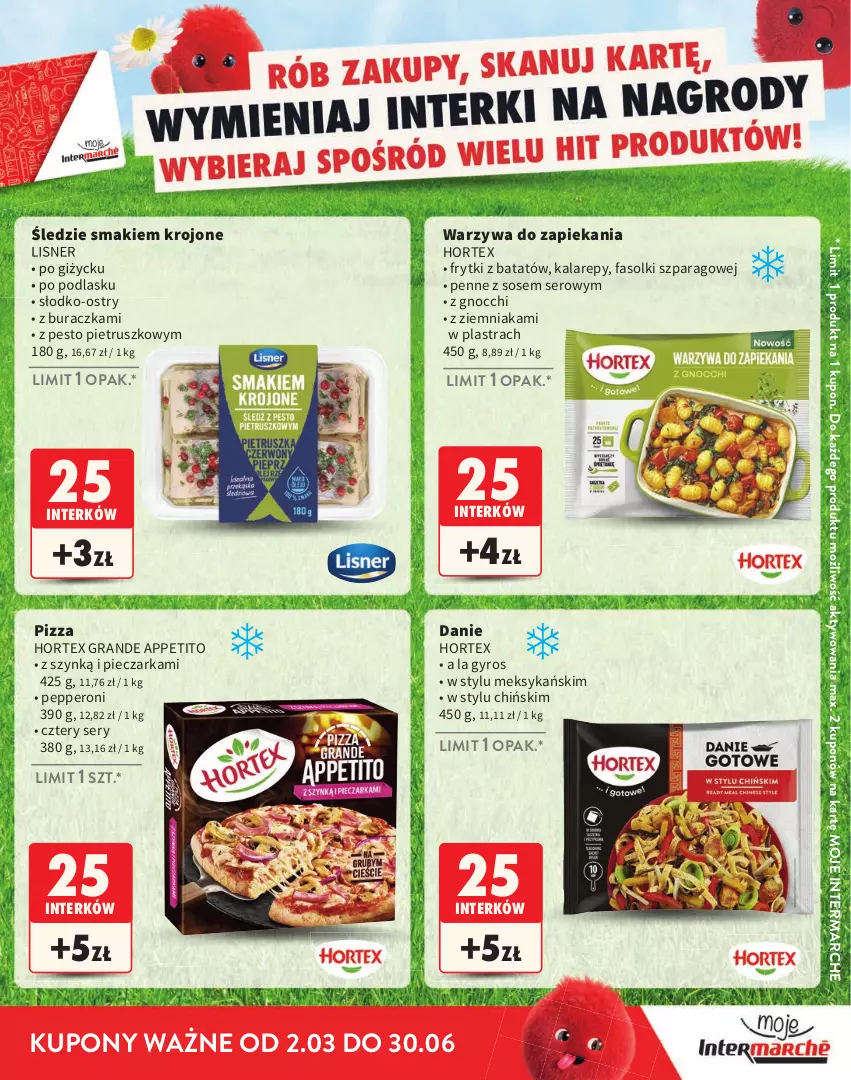 Gazetka promocyjna Intermarche - Gazetka Intermarche - ważna 02.03 do 30.06.2026 - strona 15 - produkty: Fa, Frytki, Frytki z batatów, Gnocchi, Gra, Gyros, Hortex, Lisner, Penne, Pesto, Piec, Pieczarka, Pizza, Ser, Sos, Warzywa