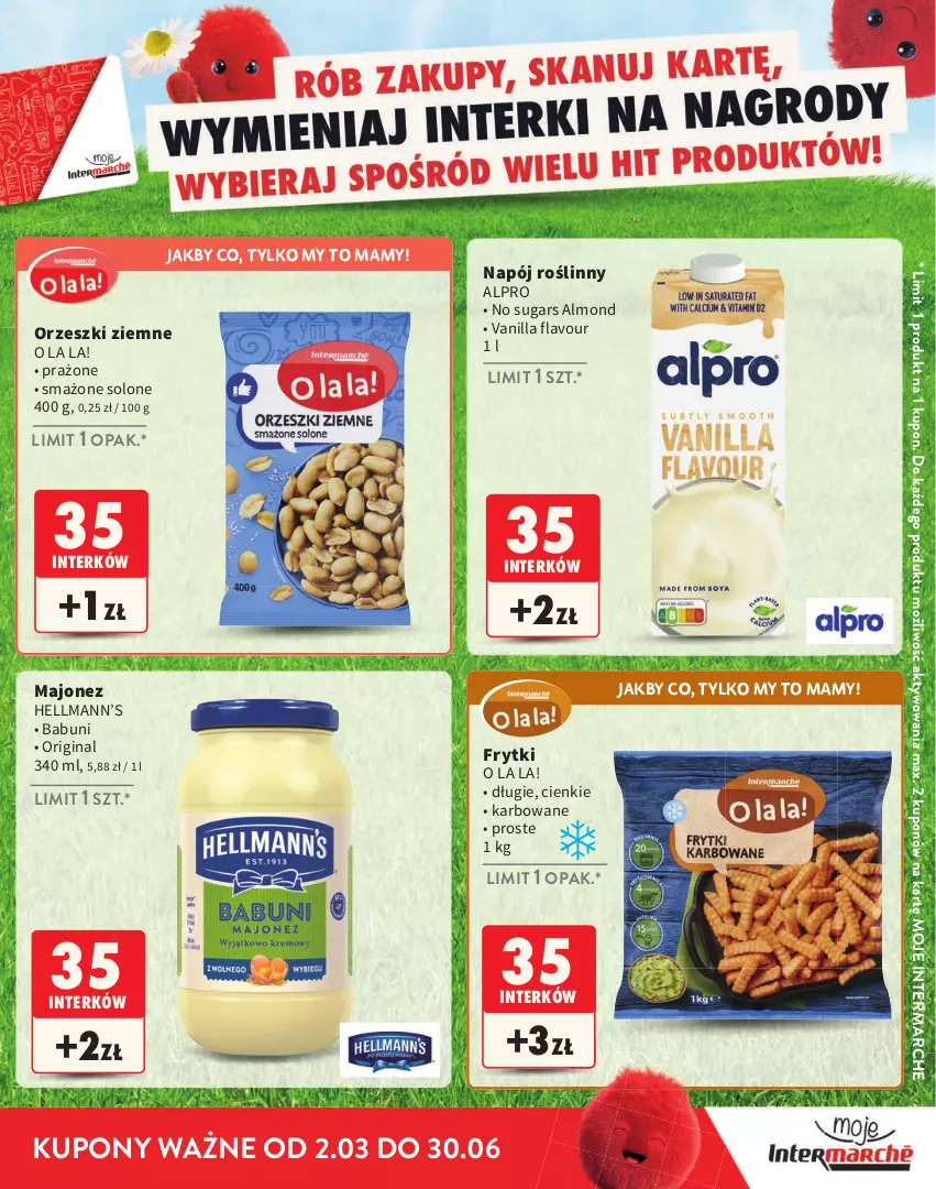 Gazetka promocyjna Intermarche - Gazetka Intermarche - ważna 02.03 do 30.06.2026 - strona 19 - produkty: Alpro, Babuni, Frytki, Gin, Hellmann’s, Majonez, Napój, Napój roślinny, Orzeszki, Orzeszki ziemne