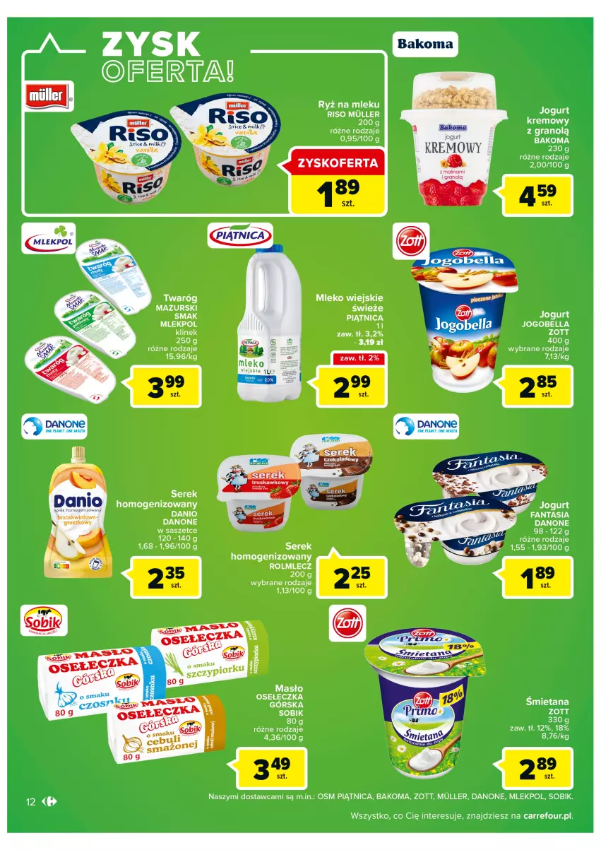 Gazetka promocyjna Carrefour - Gazetka Carrefour ZyskOferty - ważna 16.05 do 21.05.2022 - strona 12 - produkty: Bakoma, Danio, Danone, Gra, Jogurt, Piątnica