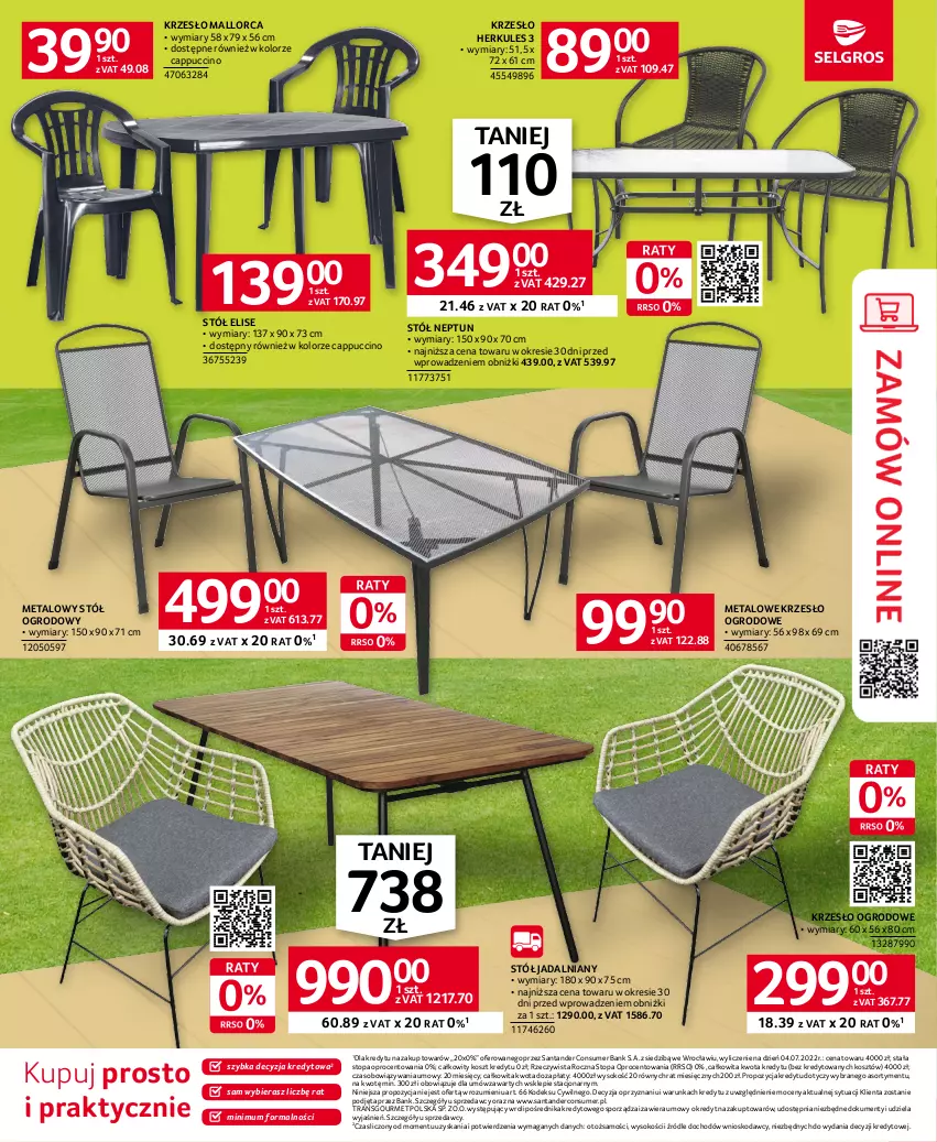 Gazetka promocyjna Selgros - Katalog Meble Ogrodowe - ważna 18.05 do 31.05.2023 - strona 3 - produkty: Cappuccino, Jadalnia, Kosz, Krzesło, Krzesło ogrodowe, Por, Sok, Sprzedawcy, Stół, Top, Tran