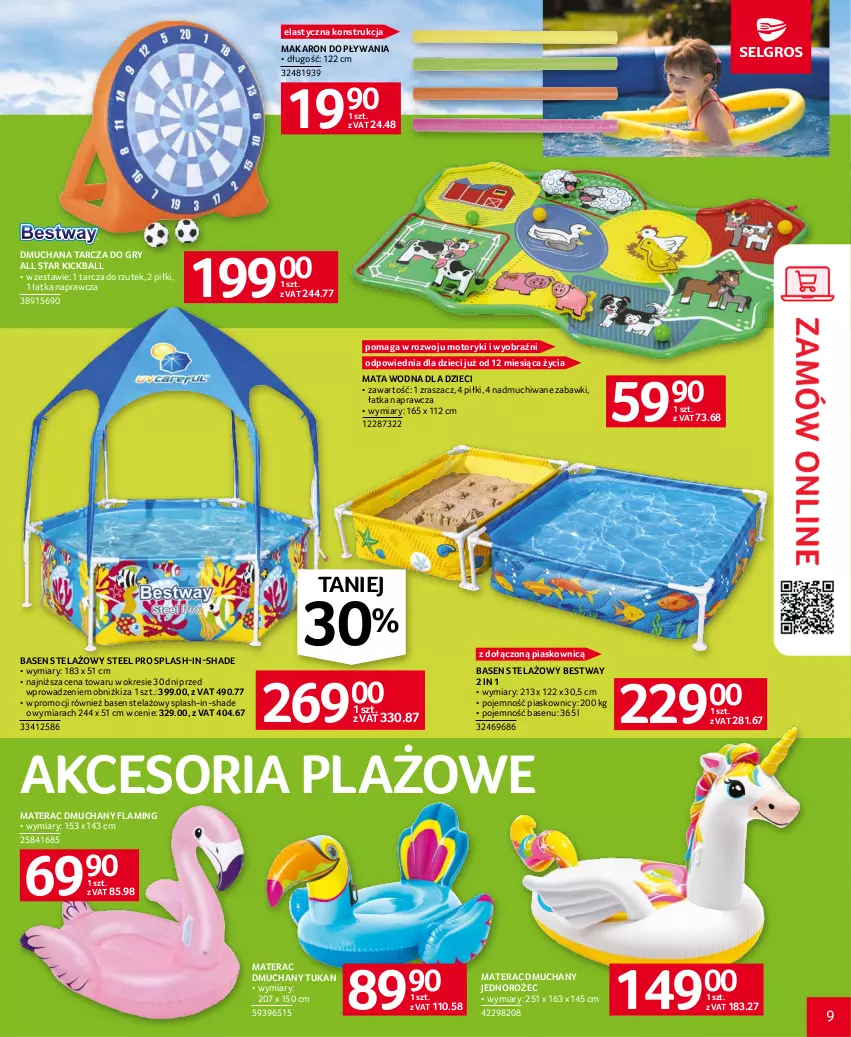 Gazetka promocyjna Selgros - Katalog Meble Ogrodowe - ważna 18.05 do 31.05.2023 - strona 9 - produkty: Dzieci, Gry, Jednorożec, Makaron, Mata wodna, Materac, Materac dmuchany, Tera