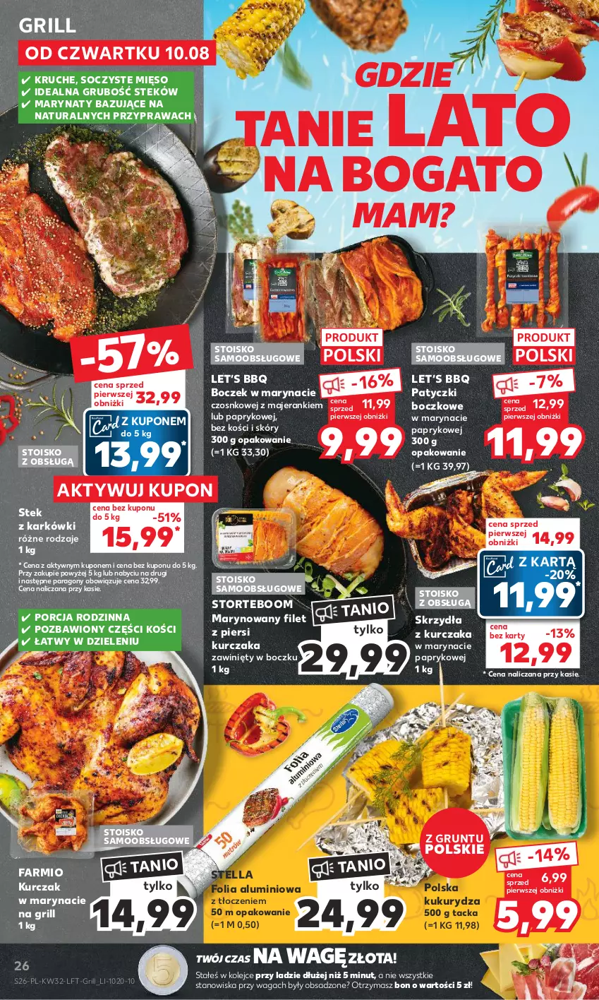 Gazetka promocyjna Kaufland - Gazetka tygodnia - ważna 10.08 do 16.08.2023 - strona 26 - produkty: Boczek, Fa, Filet z piersi kurczaka, Folia aluminiowa, Grill, Grunt, Kukurydza, Kurczak, Mięso, Olej, Por, Stek, Waga