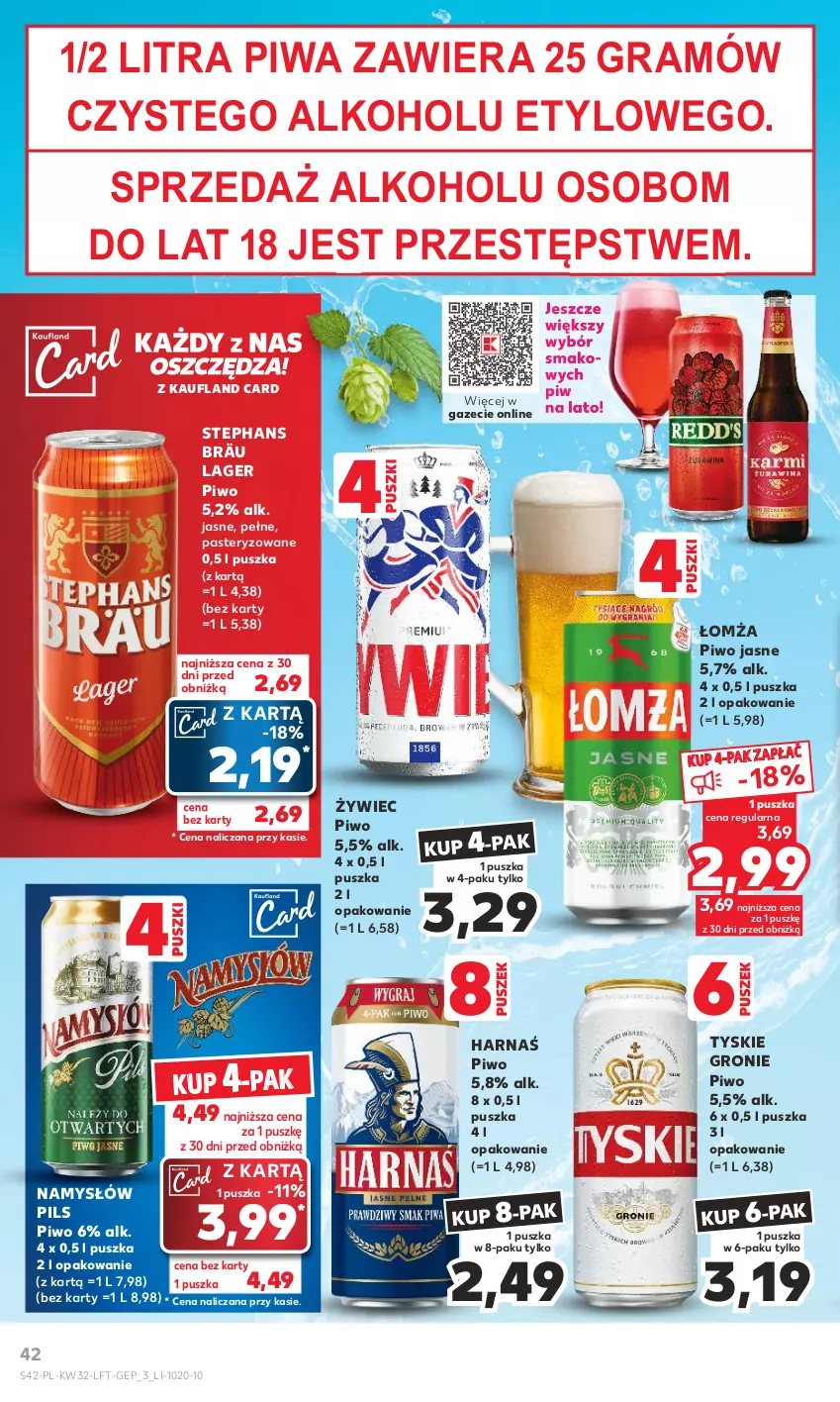 Gazetka promocyjna Kaufland - Gazetka tygodnia - ważna 10.08 do 16.08.2023 - strona 42 - produkty: Gra, Harnaś, Namysłów, Piwa, Piwo, Piwo jasne, Tyskie