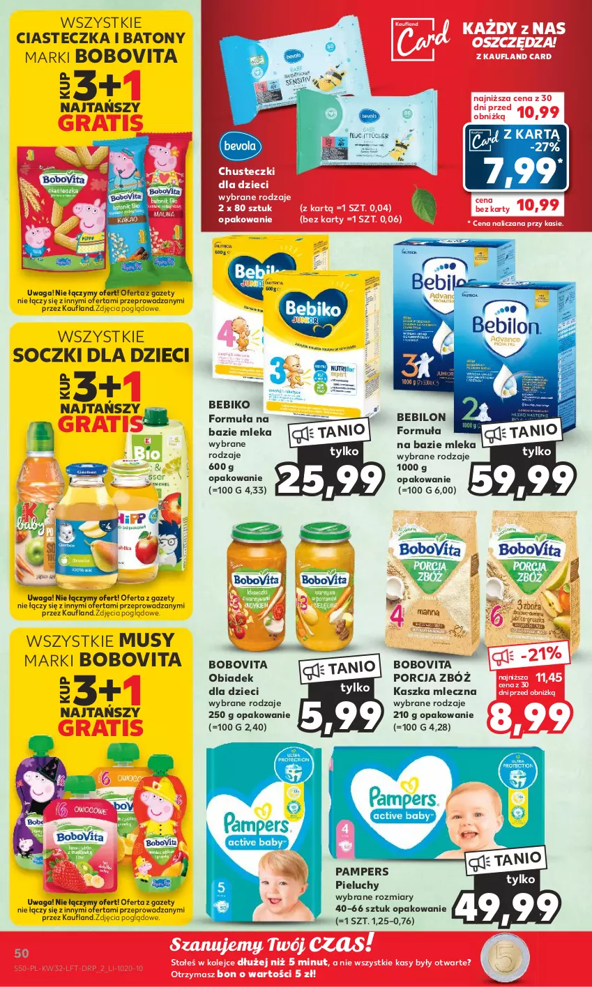 Gazetka promocyjna Kaufland - Gazetka tygodnia - ważna 10.08 do 16.08.2023 - strona 50 - produkty: Baton, Bebiko, BEBILON, BoboVita, Chusteczki, Dzieci, Gra, Mus, Olej, Pampers, Pieluchy, Por, Waga