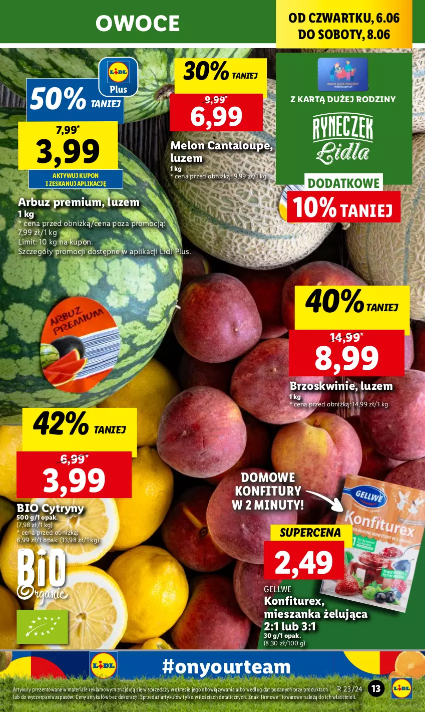 Gazetka promocyjna Lidl - GAZETKA - ważna 06.06 do 08.06.2024 - strona 17 - produkty: Arbuz, Brzoskwinie, Chleb, Cytryny, Melon, Nuty, Owoce, Ser