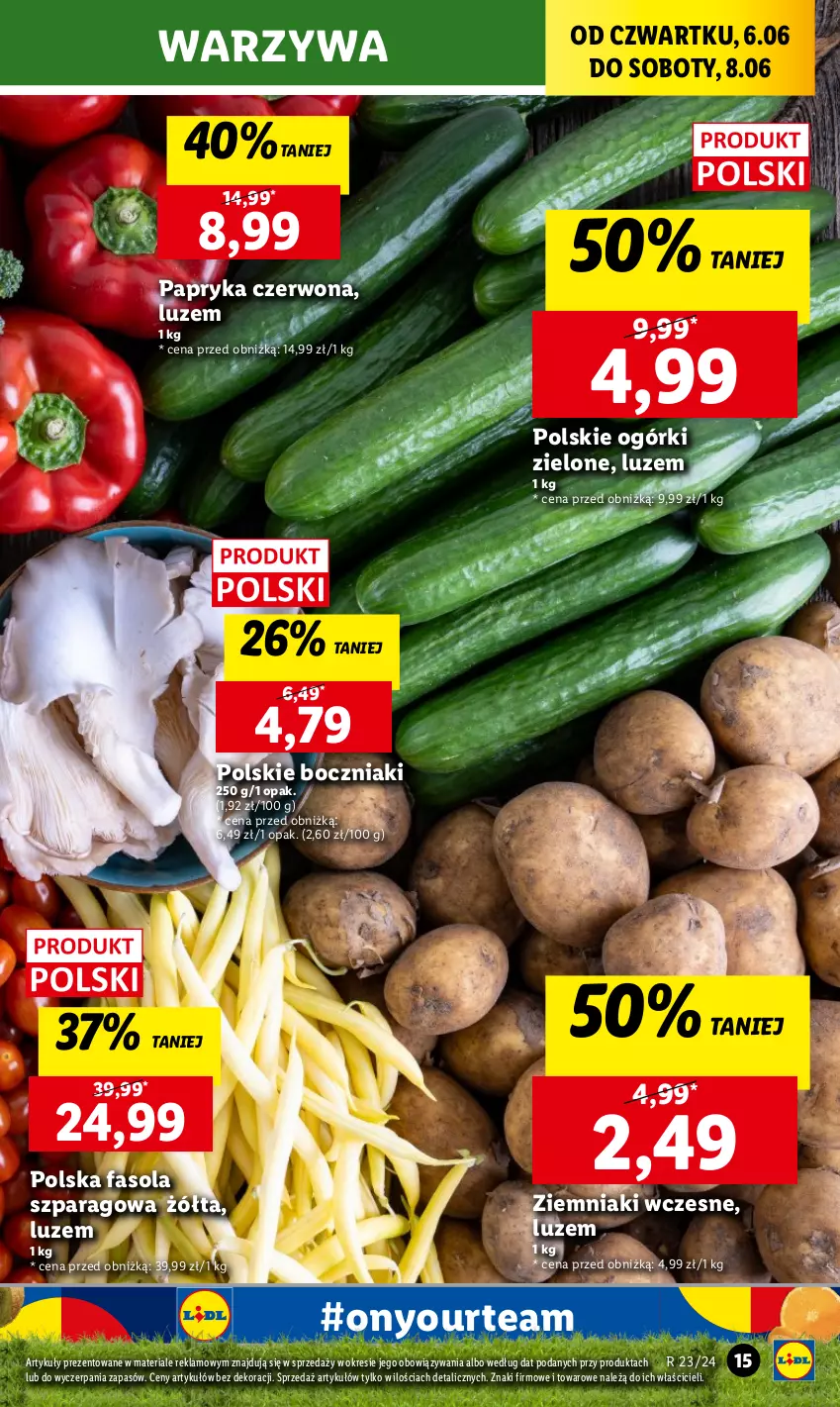 Gazetka promocyjna Lidl - GAZETKA - ważna 06.06 do 08.06.2024 - strona 19 - produkty: Boczniak, Fa, Fasola, Fasola szparagowa, Papryka, Papryka czerwona, Warzywa, Ziemniaki