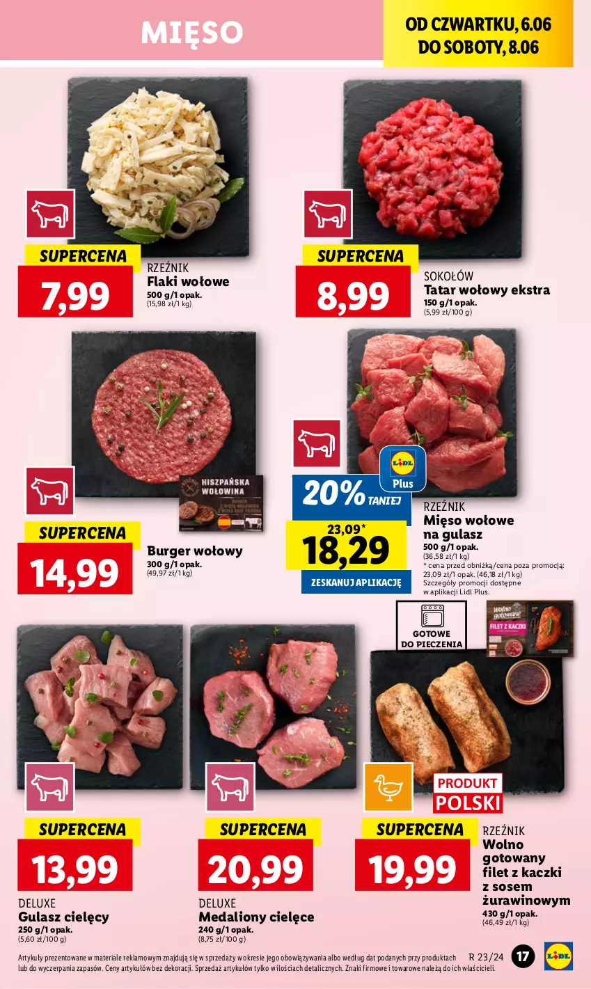 Gazetka promocyjna Lidl - GAZETKA - ważna 06.06 do 08.06.2024 - strona 21 - produkty: Burger, Flaki, Flaki wołowe, Lion, Mięso, Mięso wołowe, Piec, Sok, Sokołów, Sos, Tatar wołowy, Wino