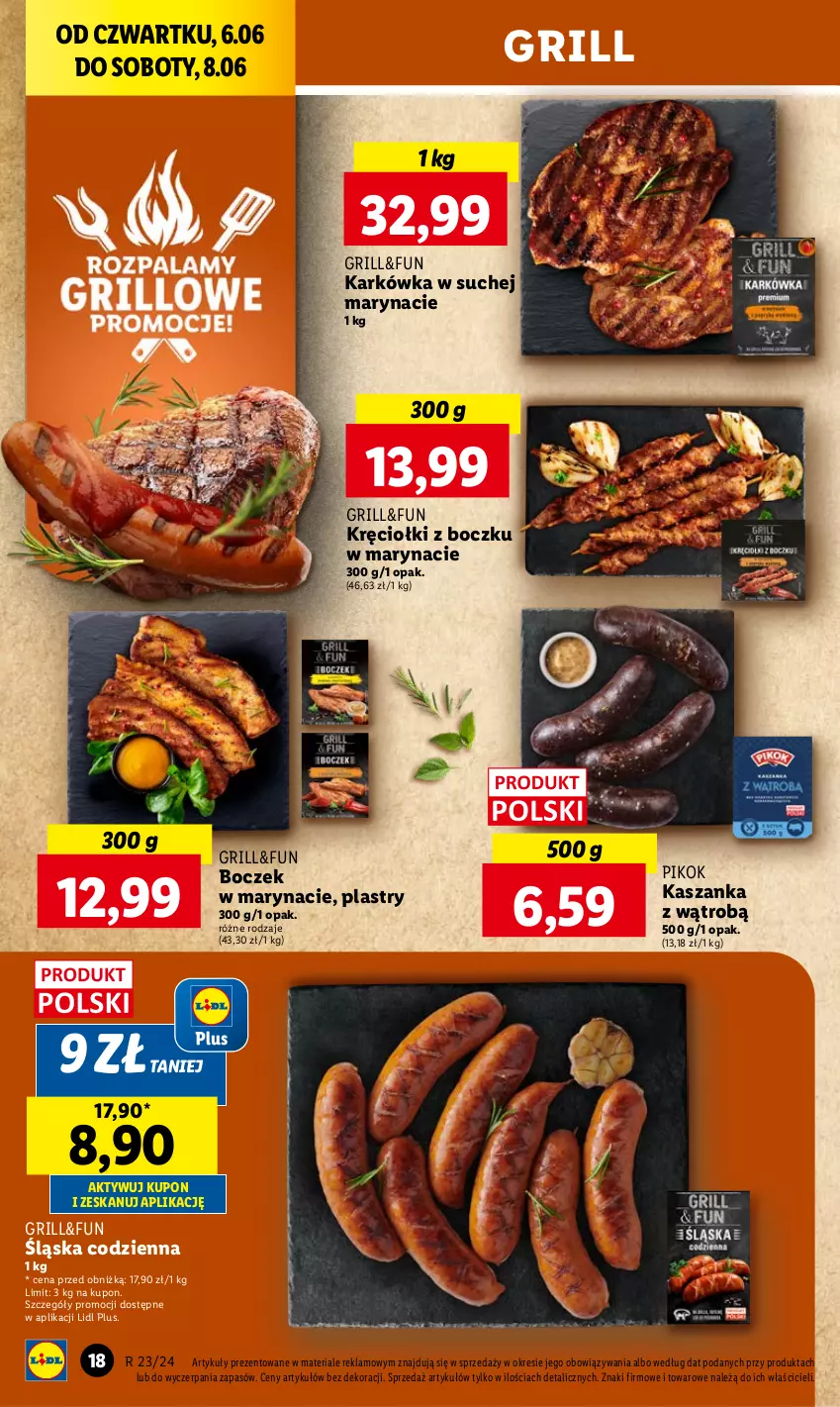 Gazetka promocyjna Lidl - GAZETKA - ważna 06.06 do 08.06.2024 - strona 22 - produkty: Boczek, Grill, Kasza, Kaszanka, PIKOK