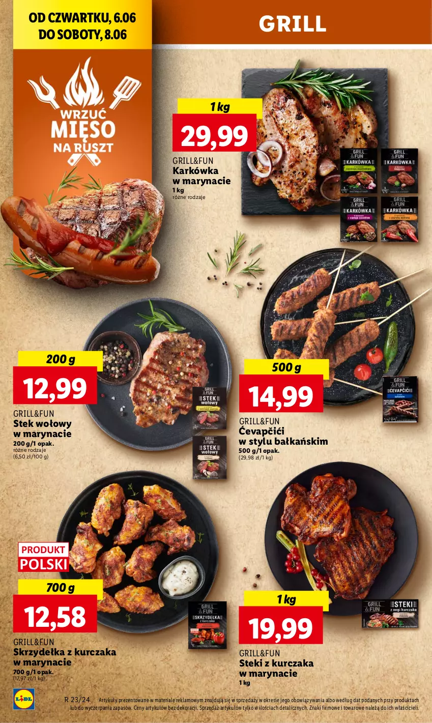 Gazetka promocyjna Lidl - GAZETKA - ważna 06.06 do 08.06.2024 - strona 24 - produkty: Grill, Kurczak, Skrzydełka z kurczaka, Stek, Stek wołowy