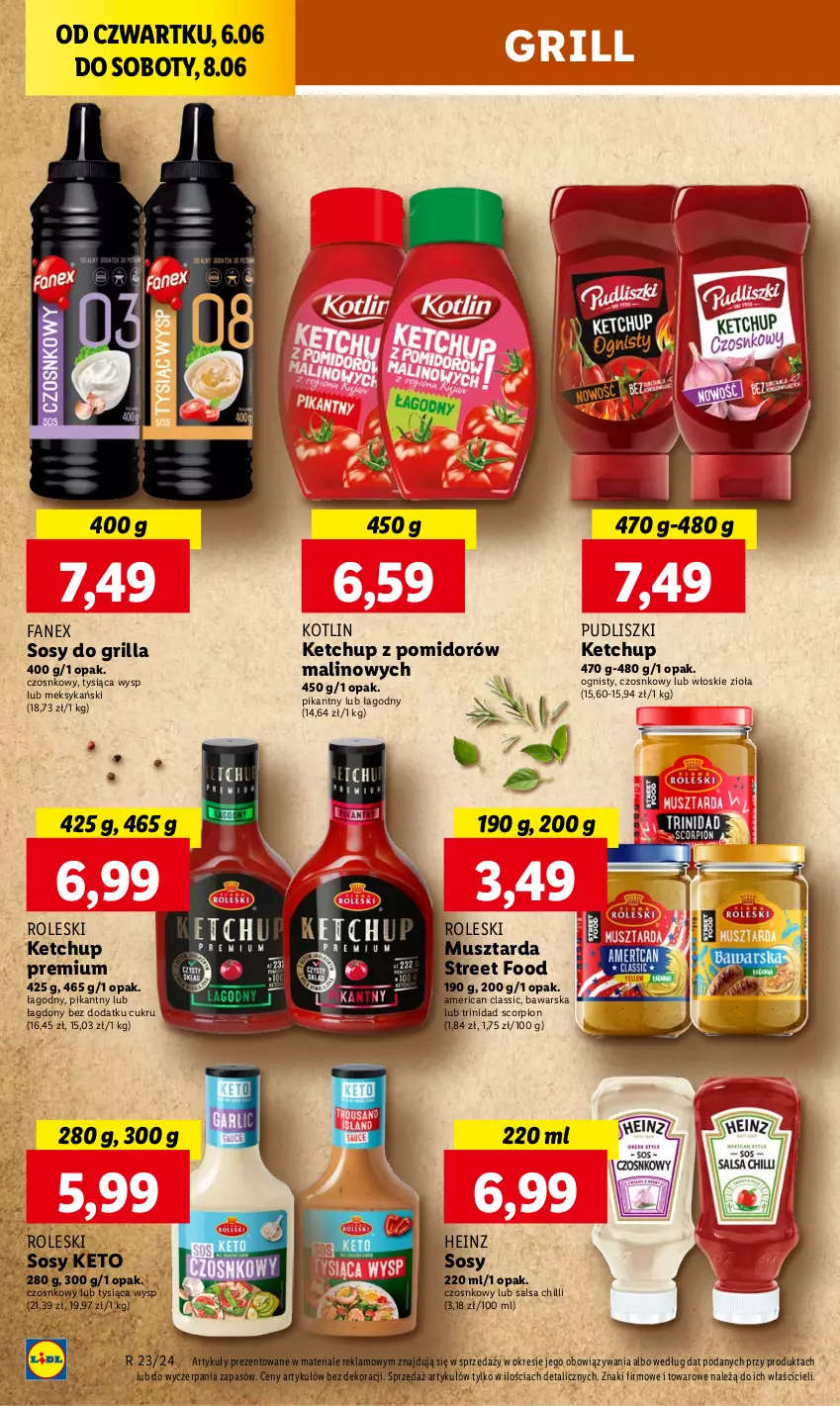 Gazetka promocyjna Lidl - GAZETKA - ważna 06.06 do 08.06.2024 - strona 26 - produkty: Fa, Grill, Heinz, Ketchup, Kotlin, Mus, Musztarda, Pudliszki, Salsa, Sos