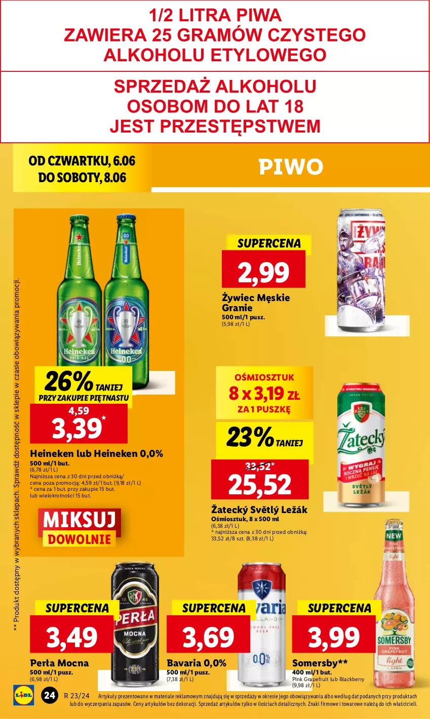 Gazetka promocyjna Lidl - GAZETKA - ważna 06.06 do 08.06.2024 - strona 32 - produkty: Gra, Heineken, Lack, Perła, Piwo, Somersby