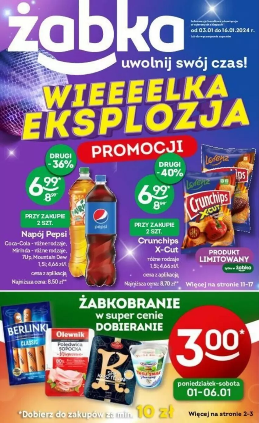 Gazetka promocyjna Żabka - ważna 03.01 do 16.01.2024 - strona 1 - produkty: 7up, Fa, Napój, Pepsi, Polędwica