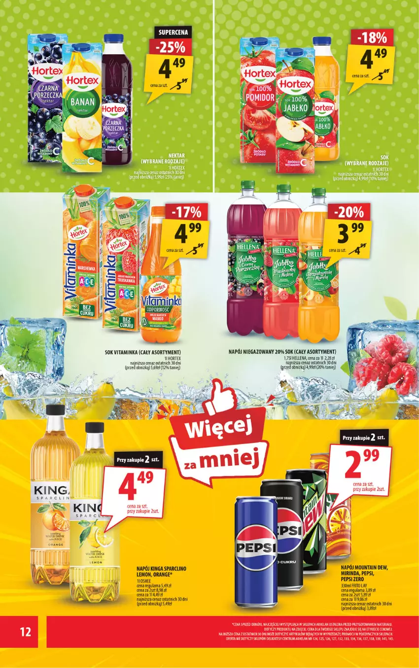 Gazetka promocyjna Arhelan - Gazetka - ważna 26.09 do 05.10.2025 - strona 12 - produkty: Clin, Hellena, Hortex, Inka, Mirinda, Napój, Napój niegazowany, Oshee, Pepsi, Rum, Sok