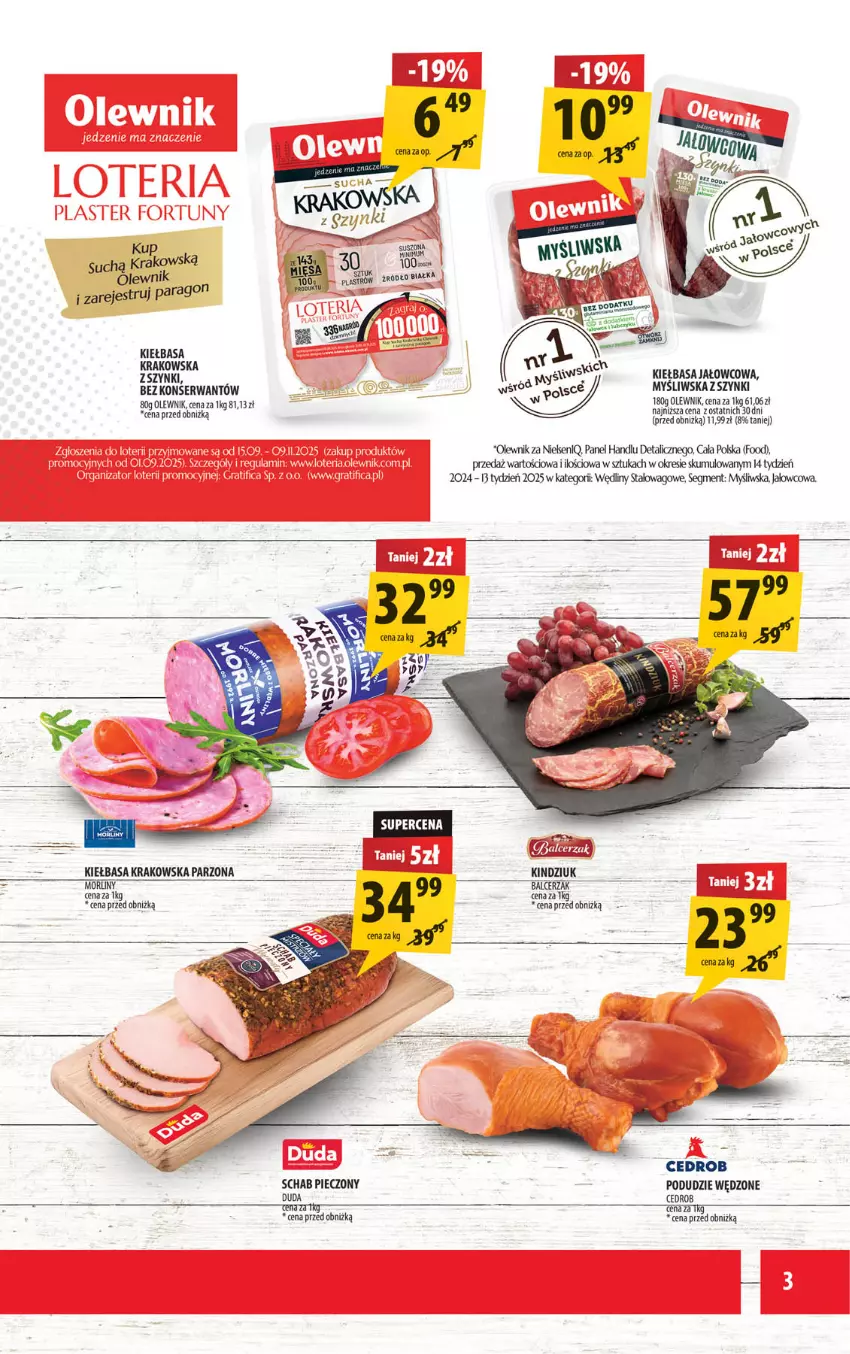 Gazetka promocyjna Arhelan - Gazetka - ważna 26.09 do 05.10.2025 - strona 3 - produkty: Duda, Kiełbasa, Kiełbasa krakowska, Olewnik, Piec, Schab pieczony, Ser
