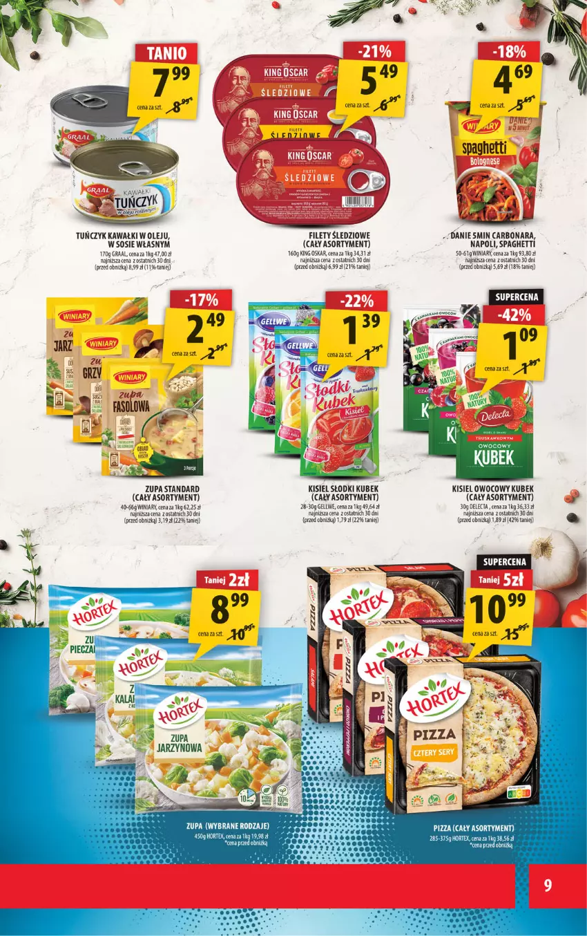 Gazetka promocyjna Arhelan - Gazetka - ważna 26.09 do 05.10.2025 - strona 9 - produkty: Delecta, Gra, Graal, Hortex, Kawa, Kisiel, Kubek, Olej, Pizza, Sos, Spaghetti, Tuńczyk, Winiary, Zupa