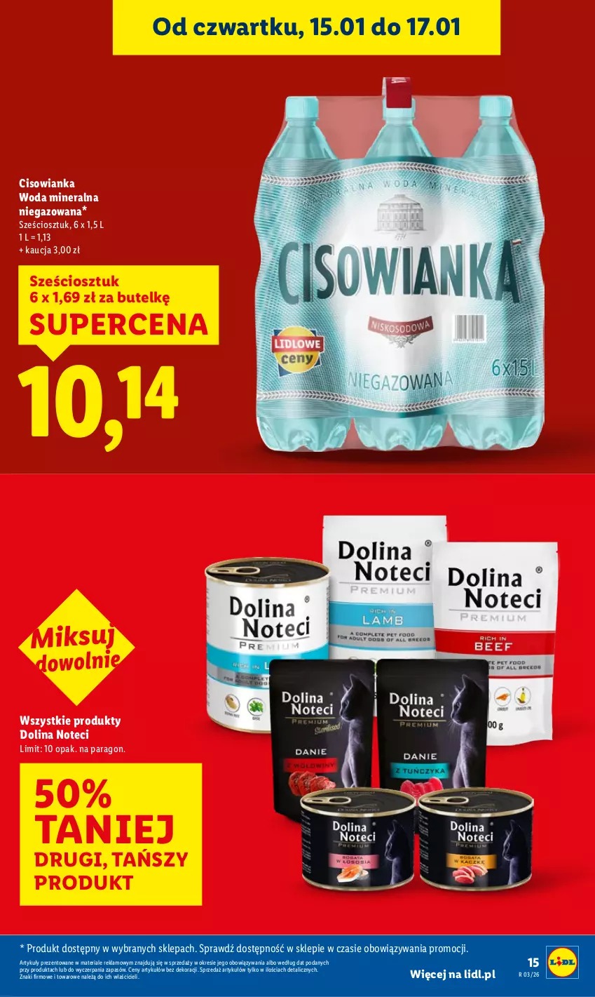 Gazetka promocyjna Lidl - GAZETKA - ważna 15.01 do 17.01.2026 - strona 15 - produkty: Cisowianka, Woda, Woda mineralna