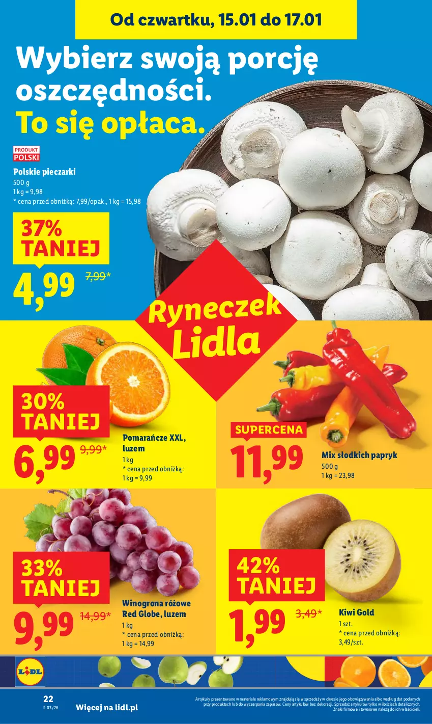 Gazetka promocyjna Lidl - GAZETKA - ważna 15.01 do 17.01.2026 - strona 22 - produkty: Kiwi, Piec, Pomarańcze, Por, Wino, Winogrona