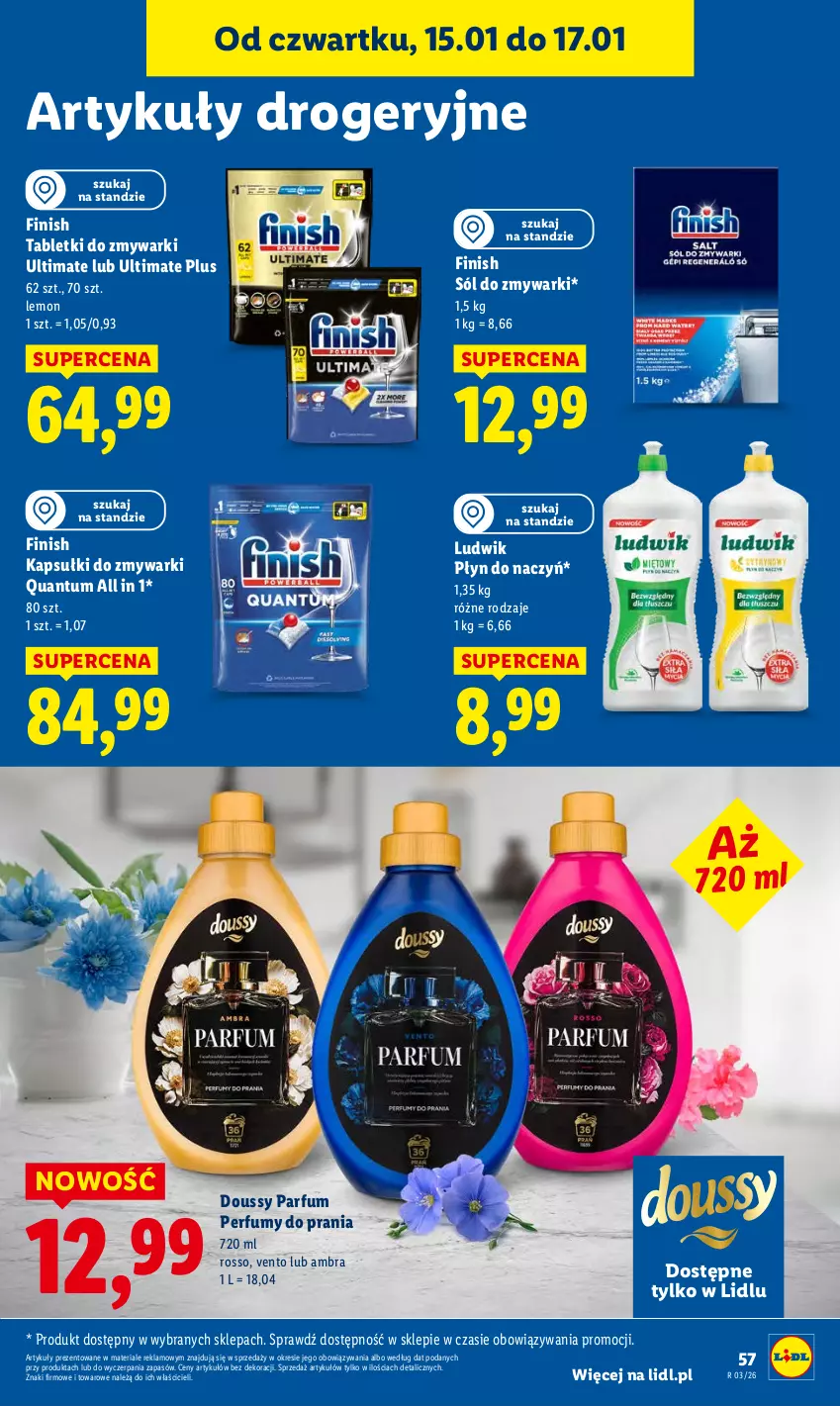 Gazetka promocyjna Lidl - GAZETKA - ważna 15.01 do 17.01.2026 - strona 57 - produkty: Finish, Ludwik, Perfum, Sól, Tablet, Tabletki do zmywarki, Zmywarki