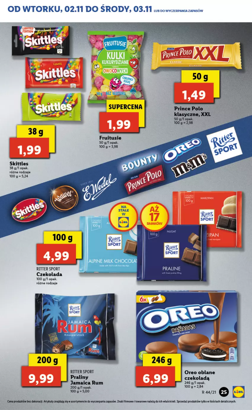 Gazetka promocyjna Lidl - GAZETKA - ważna 02.11 do 03.11.2021 - strona 25 - produkty: Czekolada, Oreo, Por, Praliny, Ritter Sport, Rum, Sport