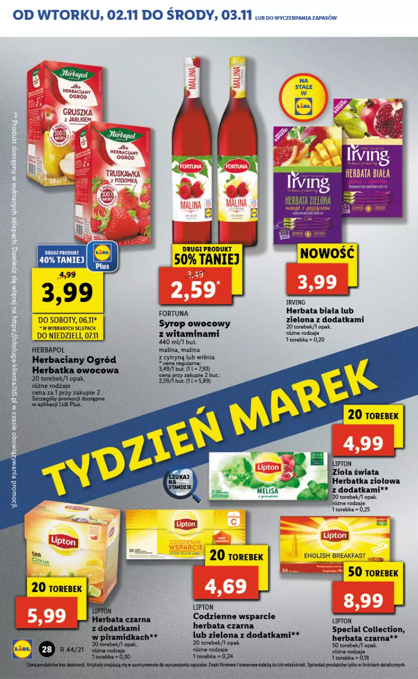 Gazetka promocyjna Lidl - GAZETKA - ważna 02.11 do 03.11.2021 - strona 28 - produkty: Fa, Gra, Granat, Herbata, Herbata czarna, Irving, Lipton, Ogród, Torebka