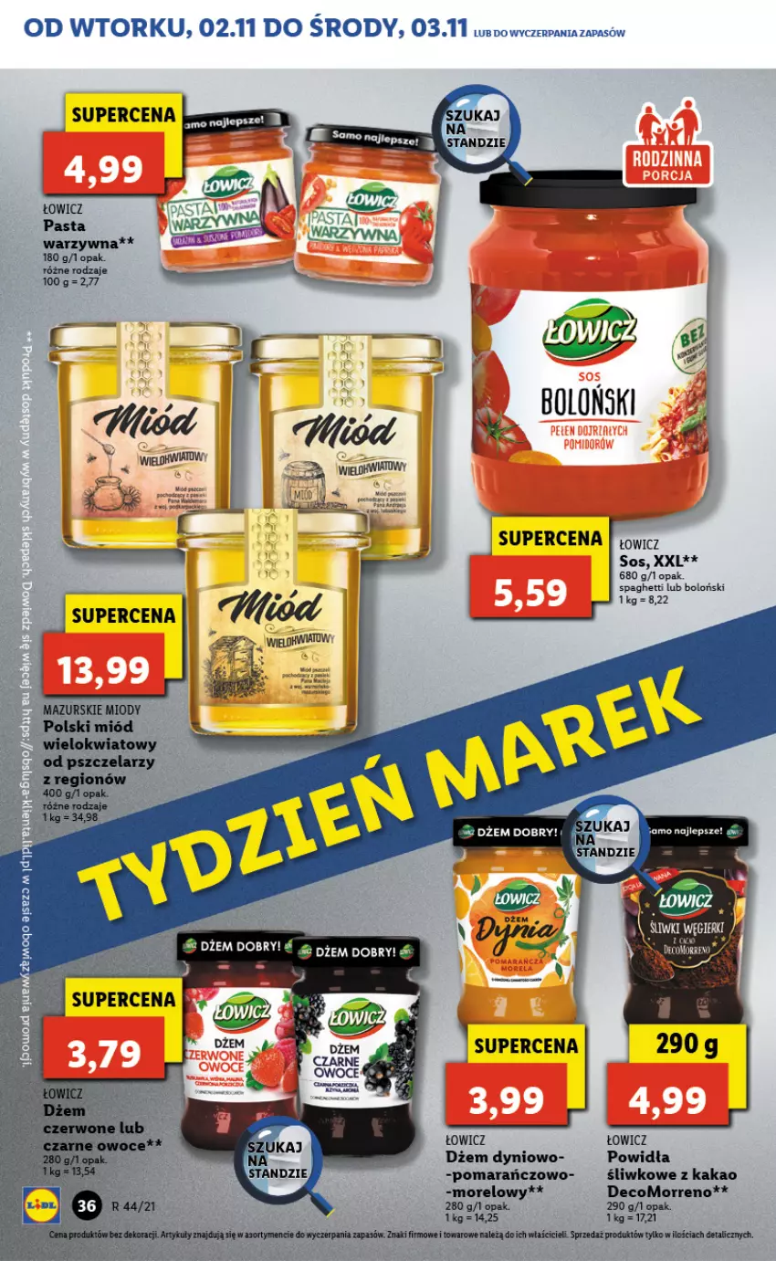 Gazetka promocyjna Lidl - GAZETKA - ważna 02.11 do 03.11.2021 - strona 36 - produkty: Dżem, Kakao, Olej, Pasta warzywna, Sos, Spaghetti