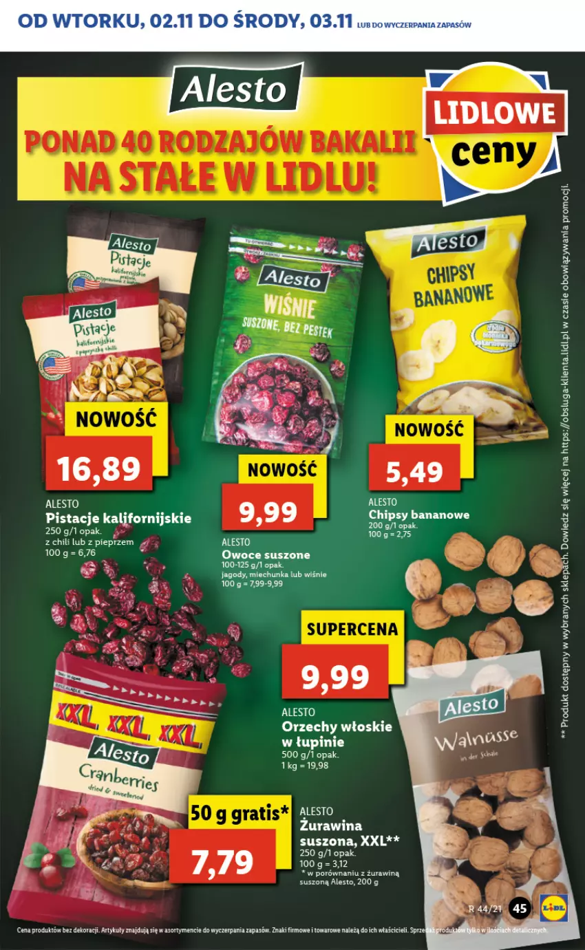 Gazetka promocyjna Lidl - GAZETKA - ważna 02.11 do 03.11.2021 - strona 45 - produkty: Orzechy włoskie, Owoce, Owoce suszone, Pieprz, Pistacje, Por