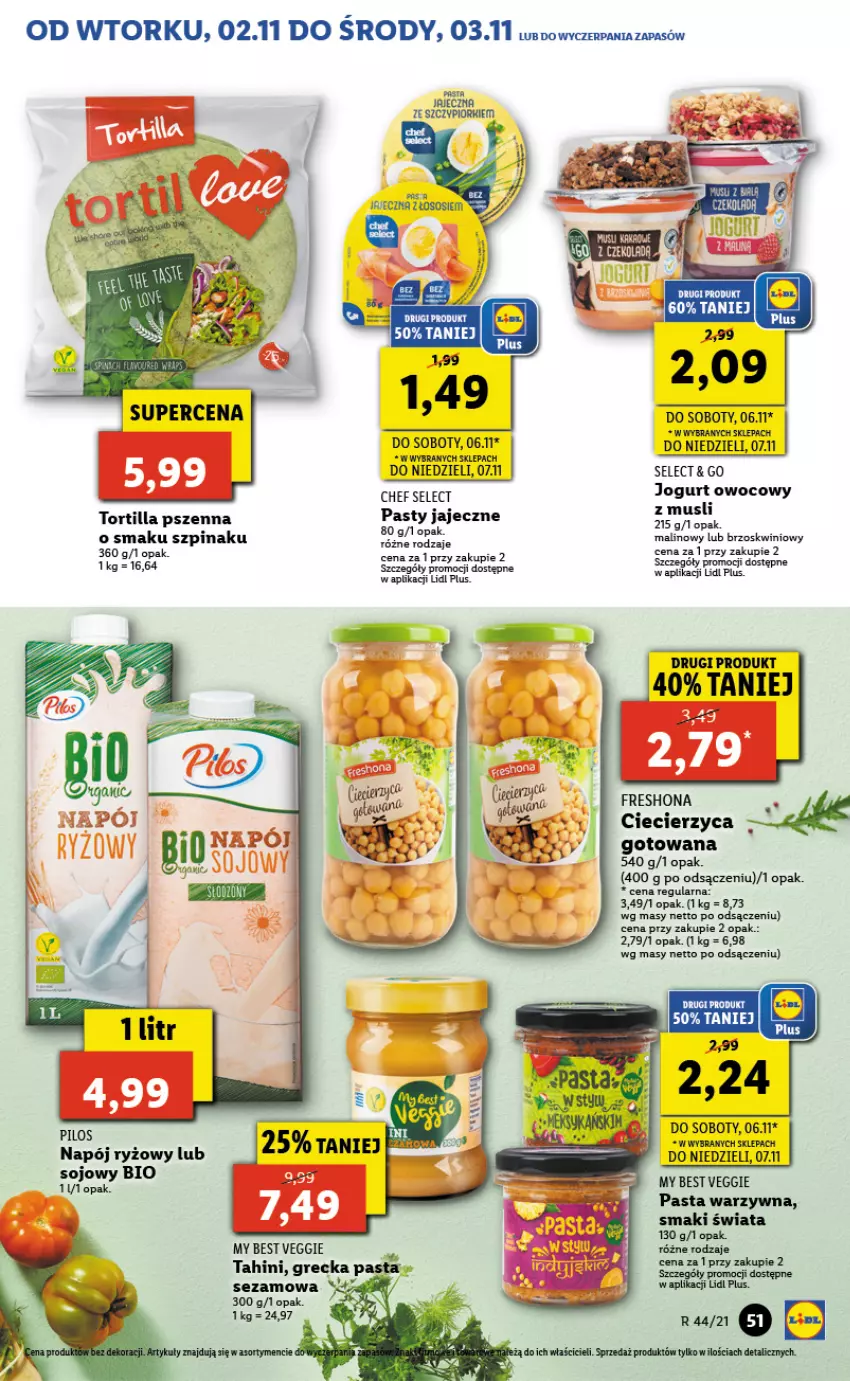 Gazetka promocyjna Lidl - GAZETKA - ważna 02.11 do 03.11.2021 - strona 51 - produkty: Napój, Pasta warzywna, Ryż, Sezam, Szpinak, Tortilla