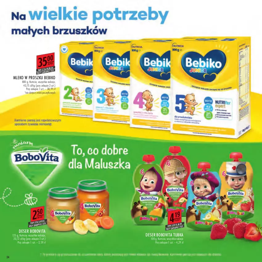 Gazetka promocyjna Stokrotka - Katalog Grill - ważna 21.04 do 04.05.2022 - strona 34 - produkty: Bebiko, BoboVita, Deser, Mleko, Mleko w proszku, Ser