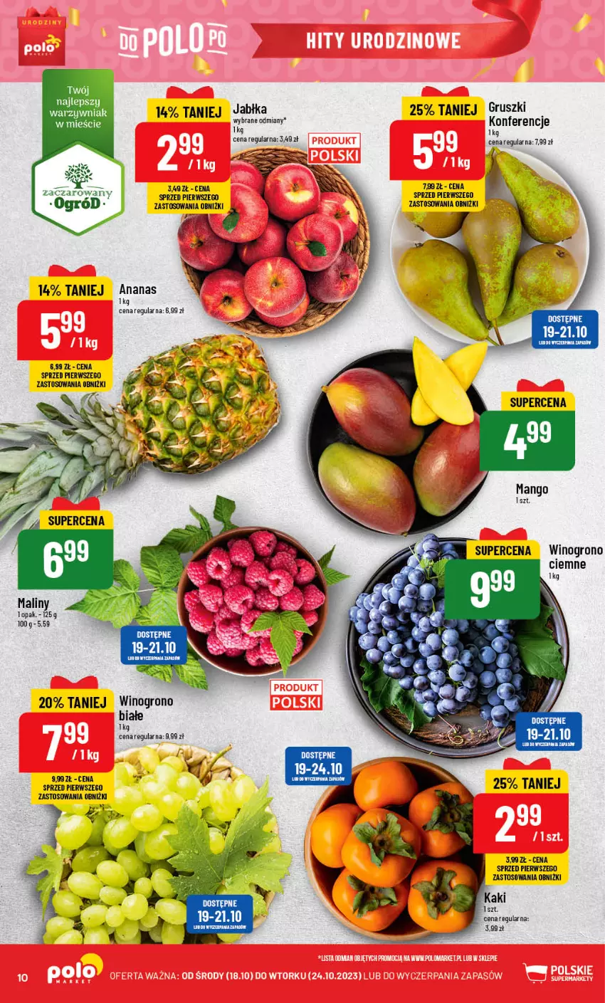 Gazetka promocyjna PoloMarket - Gazetka pomocyjna - ważna 18.10 do 24.10.2023 - strona 10 - produkty: Ananas, Gruszki, Jabłka, Wino