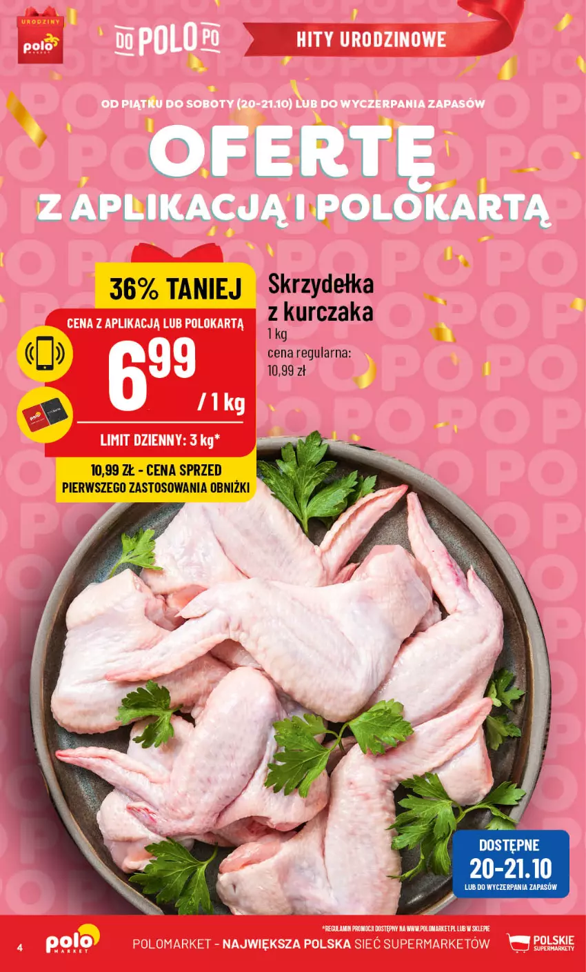 Gazetka promocyjna PoloMarket - Gazetka pomocyjna - ważna 18.10 do 24.10.2023 - strona 4 - produkty: Kurczak, Skrzydełka z kurczaka