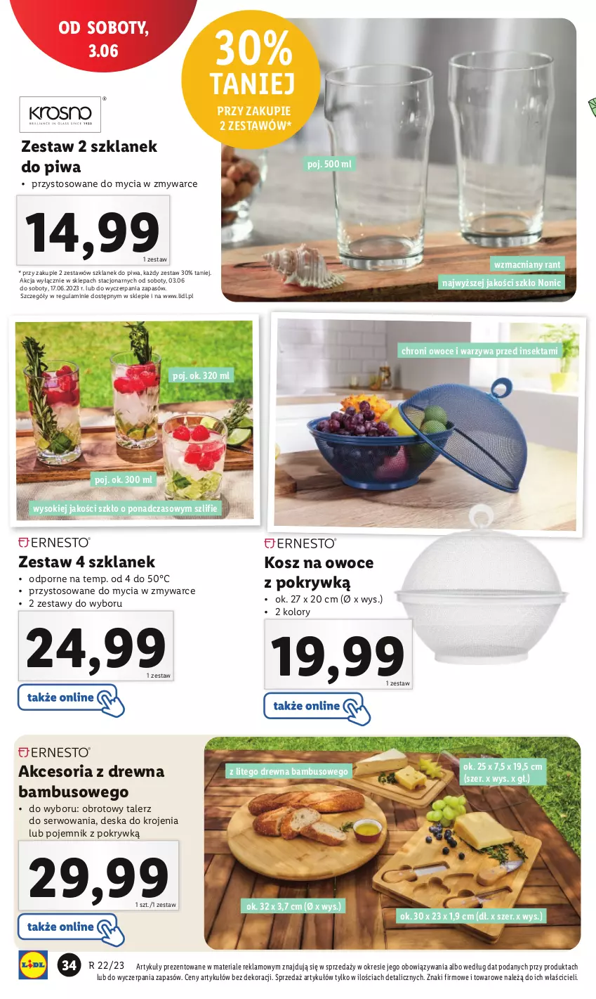 Gazetka promocyjna Lidl - GAZETKA - ważna 29.05 do 03.06.2023 - strona 44 - produkty: Deska do krojenia, Kosz, Owoce, Piwa, Pojemnik, Pojemnik z pokrywką, Por, Ser, Sok, Talerz, Warzywa