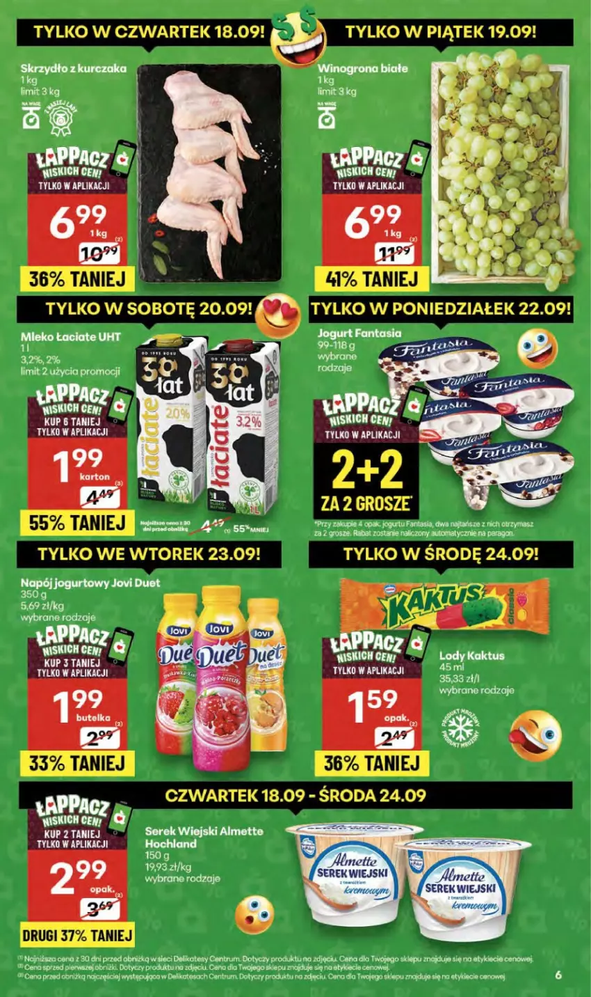 Gazetka promocyjna Delikatesy Centrum - Franczyza DC38 Czwartek - ważna 18.09 do 24.09.2025 - strona 6 - produkty: Almette, Fa, Fanta, Jogurt, K2, Kaktus, Kurczak, Lody, Napój, Napój jogurtowy, Rum, Ser, Serek, Serek wiejski
