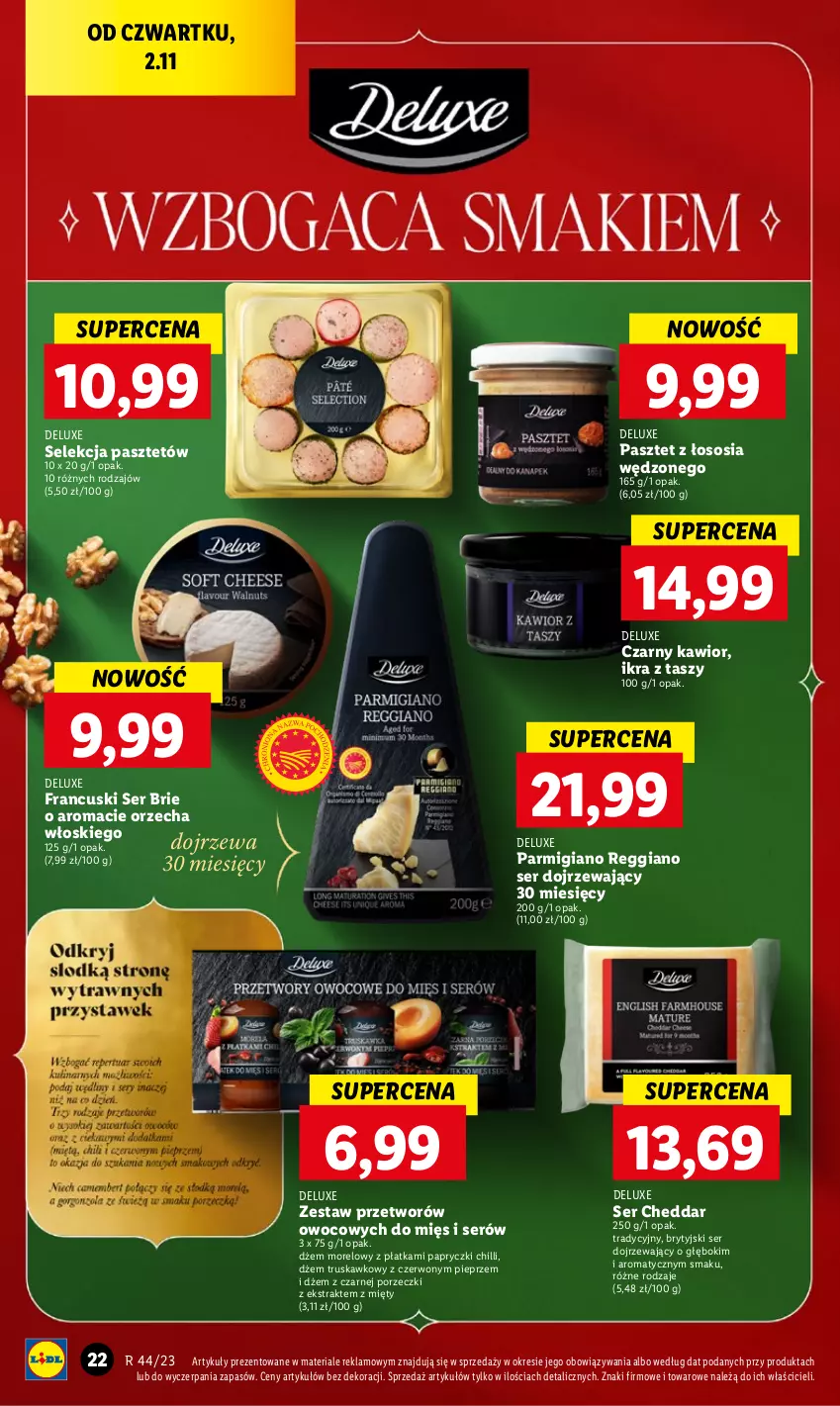 Gazetka promocyjna Lidl - GAZETKA - ważna 02.11 do 04.11.2023 - strona 34 - produkty: Brie, Cheddar, Dżem, Kawior, Pasztet, Pieprz, Por, Ser, Sos