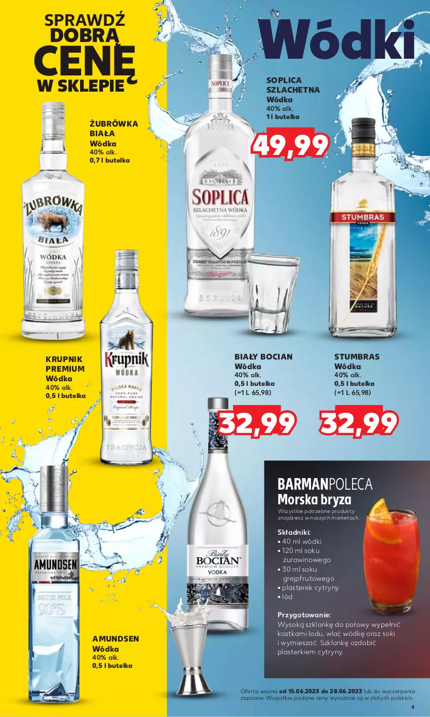 Gazetka promocyjna Kaufland - Barek Kauflandu - ważna 15.06 do 28.06.2023 - strona 4 - produkty: Amundsen, Biały Bocian, Bryza, Cytryny, Grejpfrut, Krupnik, Plasterki, Sok, Soplica, Wino, Wódka