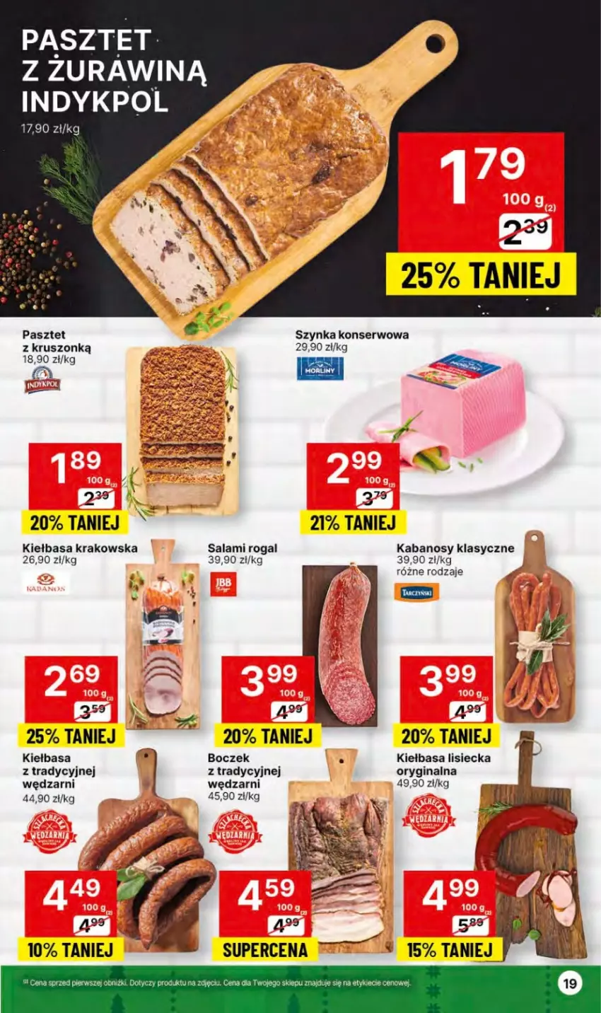 Gazetka promocyjna Delikatesy Centrum - NOWA GAZETKA Delikatesy Centrum od 14 grudnia! 14-26.12.2023 - ważna 14.12 do 26.12.2023 - strona 19 - produkty: Boczek, Fa, Gin, Kabanos, Kiełbasa, Kiełbasa krakowska, Pasztet, Rogal, Salami, Ser, Szynka, Szynka konserwowa