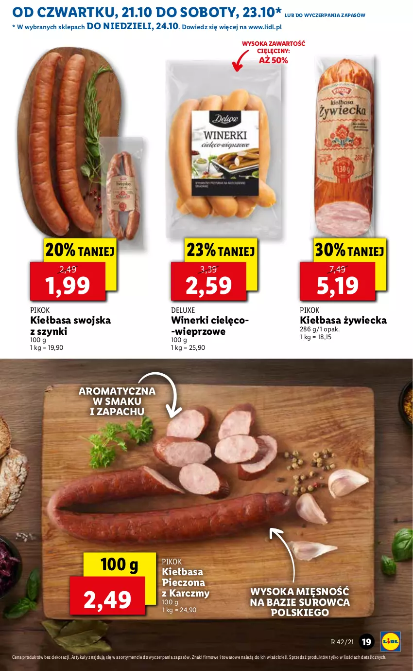 Gazetka promocyjna Lidl - GAZETKA - ważna 21.10 do 24.10.2021 - strona 19 - produkty: Kiełbasa, Piec, PIKOK, Sok