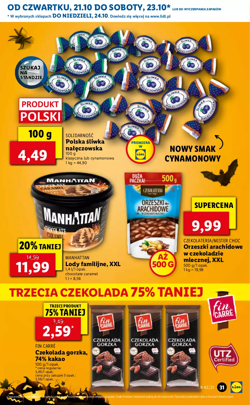 Gazetka promocyjna Lidl - GAZETKA - ważna 21.10 do 24.10.2021 - strona 31 - produkty: Czekolada, Czekolada gorzka, Fa, Kakao, Lody, Orzeszki