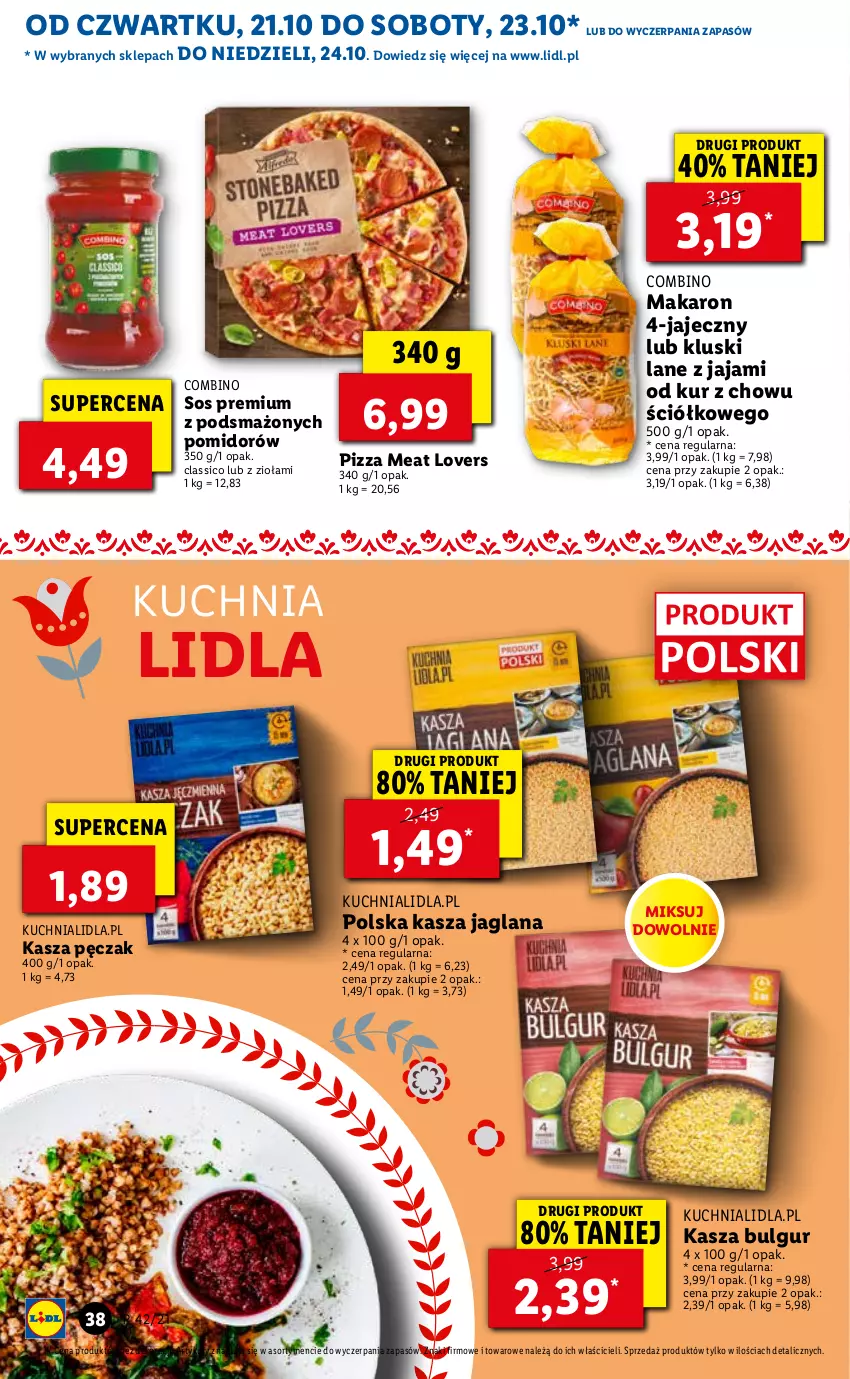 Gazetka promocyjna Lidl - GAZETKA - ważna 21.10 do 24.10.2021 - strona 38 - produkty: Bulgur, Jaja, Kasza, Kasza jaglana, Kuchnia, LANA, LG, Makaron, Pizza, Sos