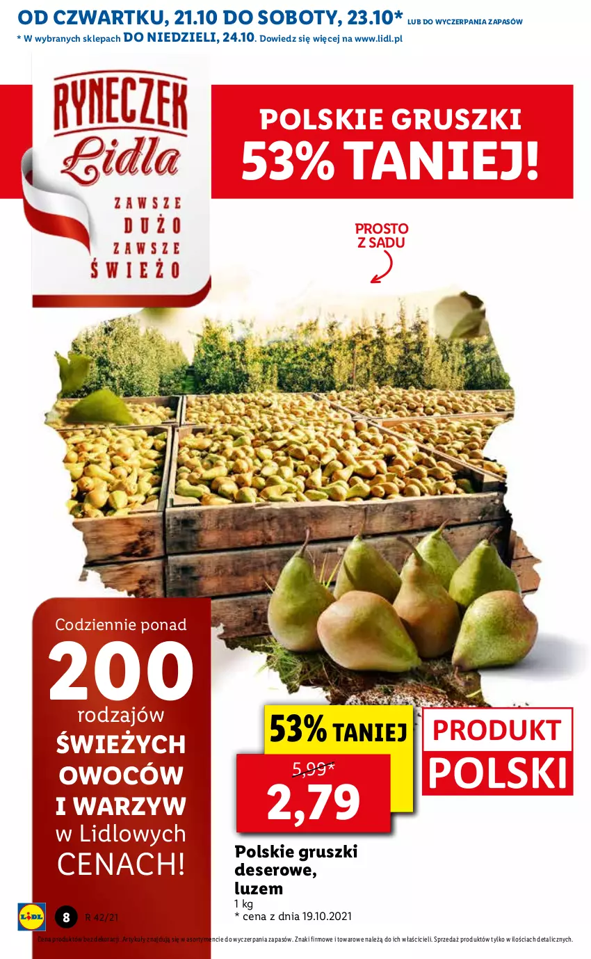 Gazetka promocyjna Lidl - GAZETKA - ważna 21.10 do 24.10.2021 - strona 8 - produkty: Deser, Gruszki, Ser