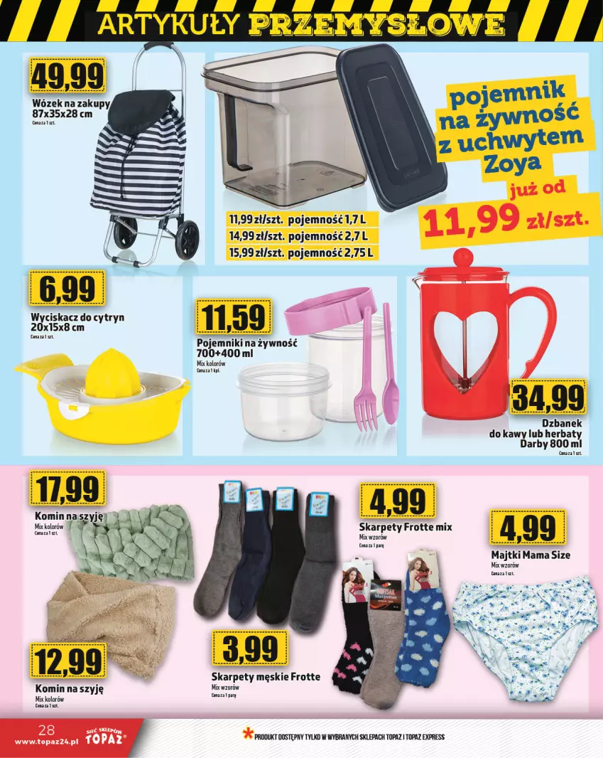 Gazetka promocyjna Topaz - Gazetka - ważna 26.09 do 02.10.2024 - strona 28 - produkty: Ananas, Karp, Majtki, Pojemnik, Top, Wózek, Wózek na zakupy