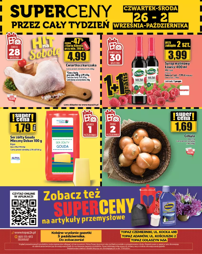 Gazetka promocyjna Topaz - Gazetka - ważna 26.09 do 02.10.2024 - strona 30 - produkty: Gouda, Koc, Kurczak, Olej, Syrop, Top