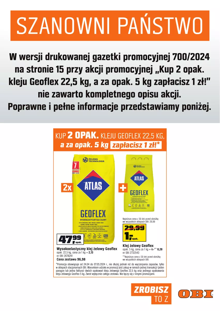 Gazetka promocyjna Obi - Gazetka OBI - ważna 24.04 do 07.05.2024 - strona 18 - produkty: Fa, Geoflex, Klej, Rama, Sok, Tran