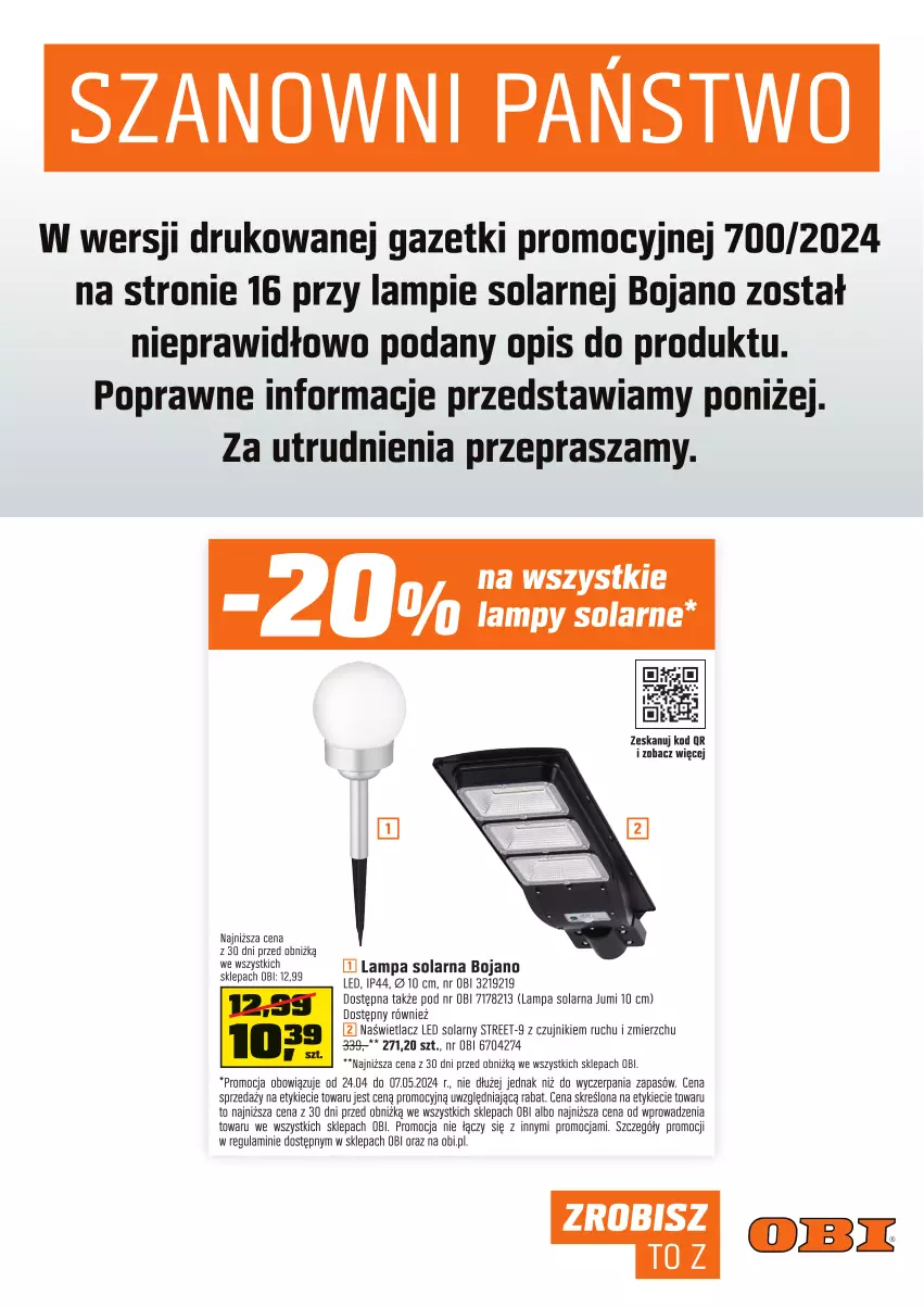 Gazetka promocyjna Obi - Gazetka OBI - ważna 24.04 do 07.05.2024 - strona 19 - produkty: Lampa, Naświetlacz, Naświetlacz LED