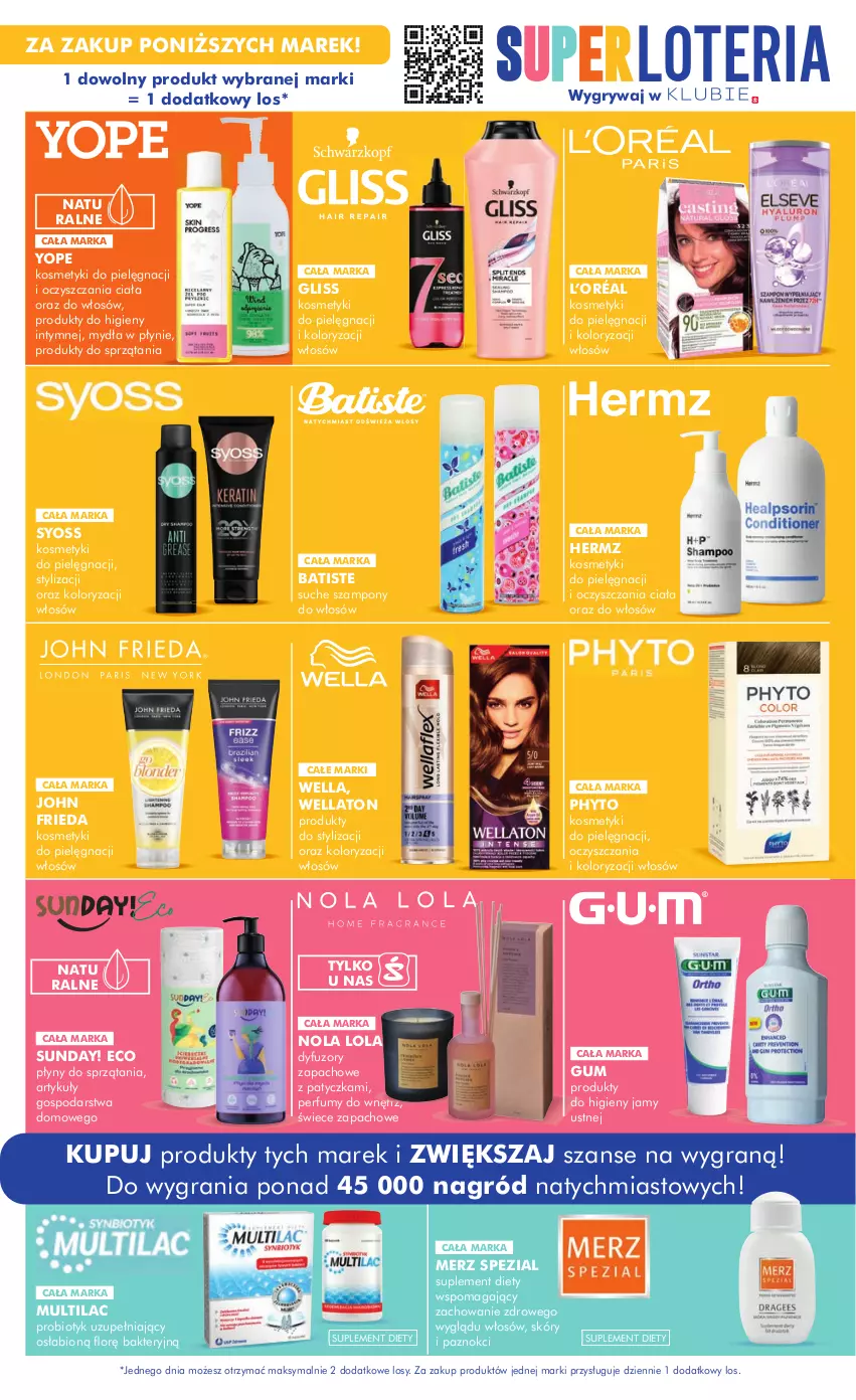 Gazetka promocyjna Super Pharm - Gazetka - ważna 12.10 do 24.10.2023 - strona 23 - produkty: Batiste, Gra, Gry, John frieda, Kosmetyki do pielęgnacji, L’Oréal, Merz Spezial, Multilac, Perfum, Phyto, Probiotyk, Suplement diety, Syoss, Szampon, Wella, Yope