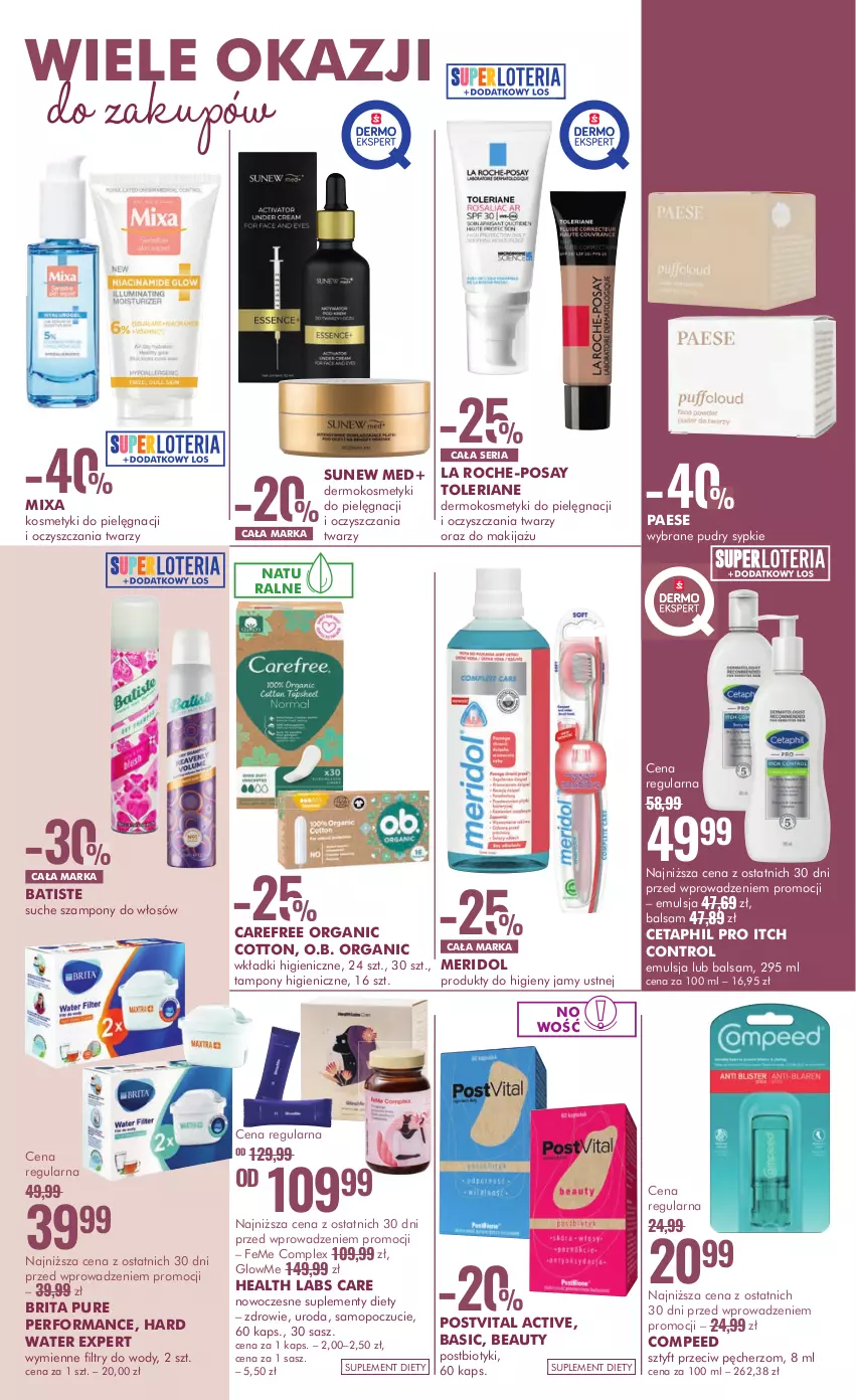 Gazetka promocyjna Super Pharm - Gazetka - ważna 12.10 do 24.10.2023 - strona 3 - produkty: Batiste, Brit, Brita, Carefree, Cetaphil, Control, Emulsja, Kosmetyki do pielęgnacji, La Roche-Posay, Makijaż, Mixa, Mop, O.B., PAESE, Pur, Ser, Suplement diety, Szampon, Tampony, Wkładki, Zdrowie