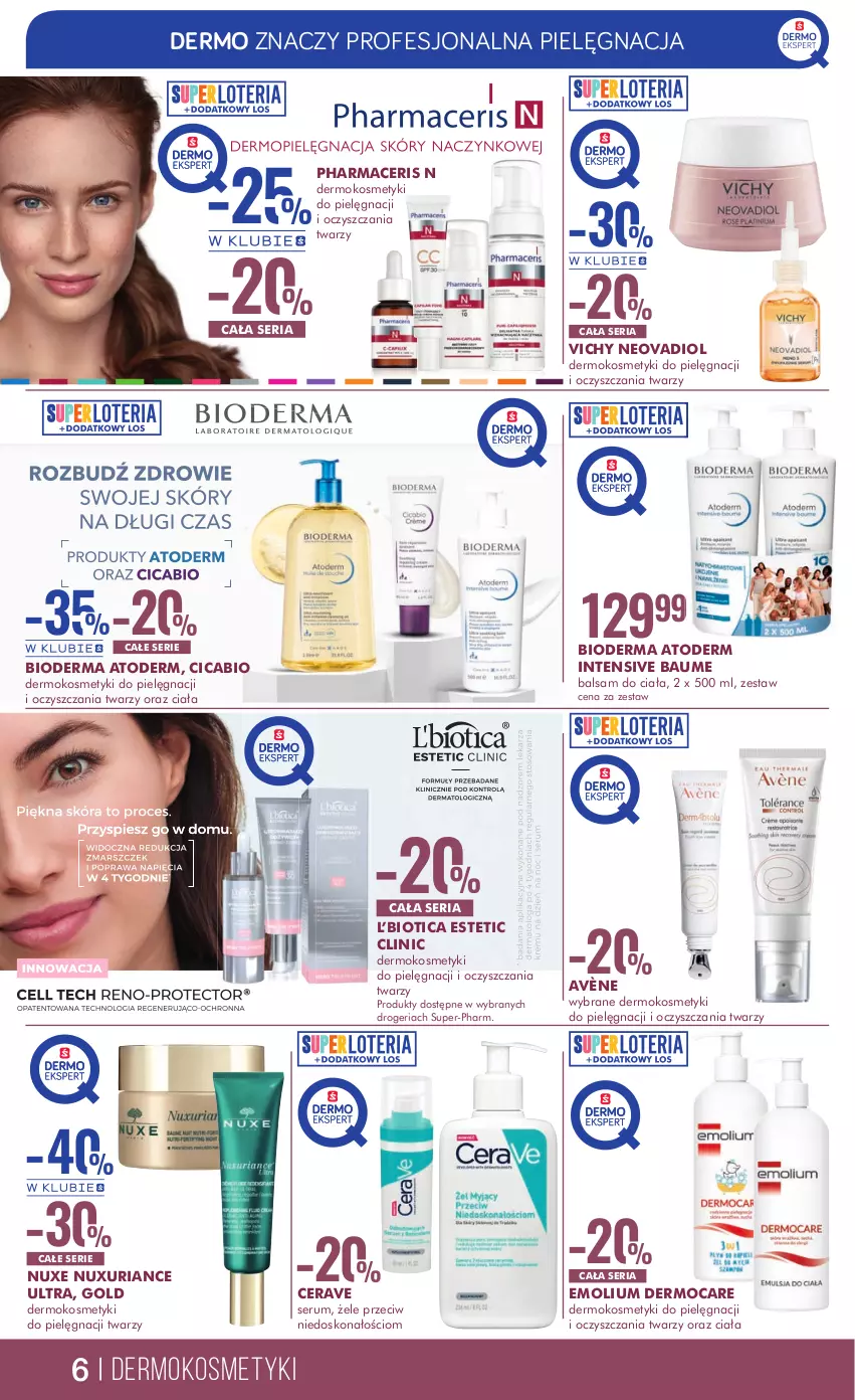 Gazetka promocyjna Super Pharm - Gazetka - ważna 12.10 do 24.10.2023 - strona 6 - produkty: Acer, Atoderm, Avène, Balsam do ciała, Bioderma, CeraVe, Clin, Emolium, Kosmetyki do pielęgnacji, Nuxe, Pharmaceris, Rum, Ser, Serum, Vichy